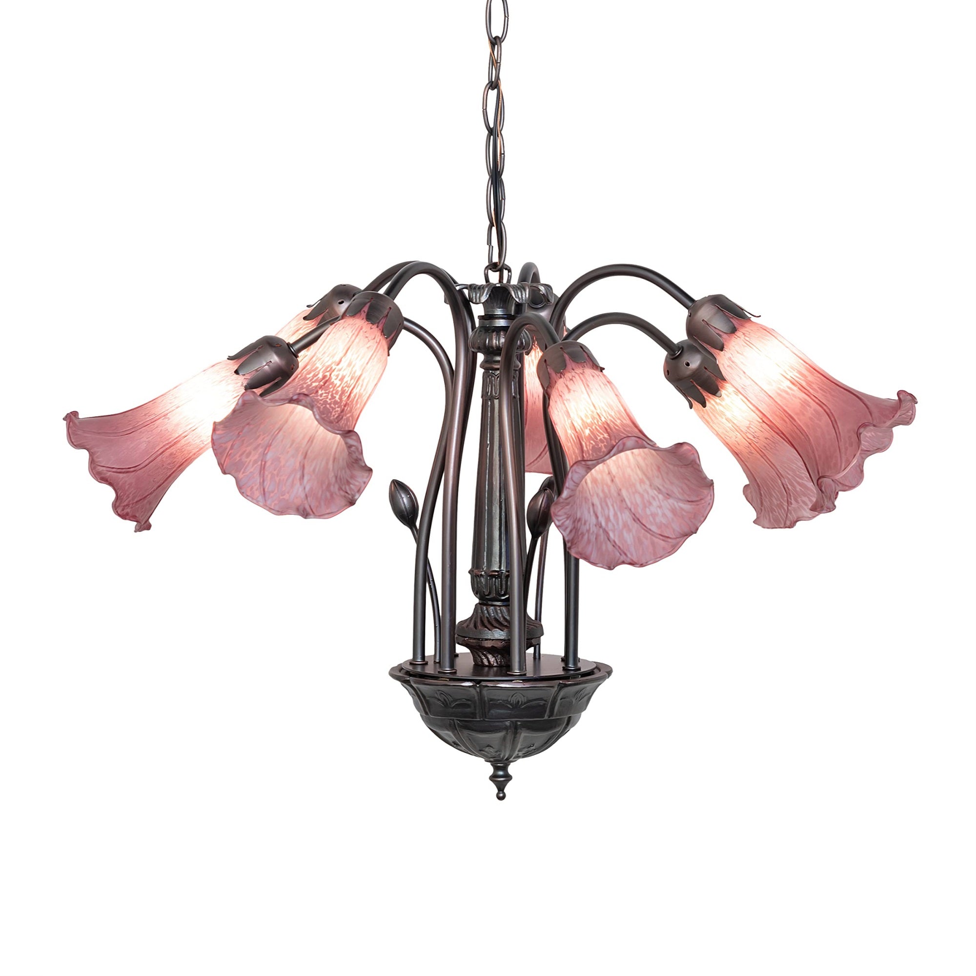 24' Wide Lavender Tiffany Pond Lily 7 Lt Chandelier