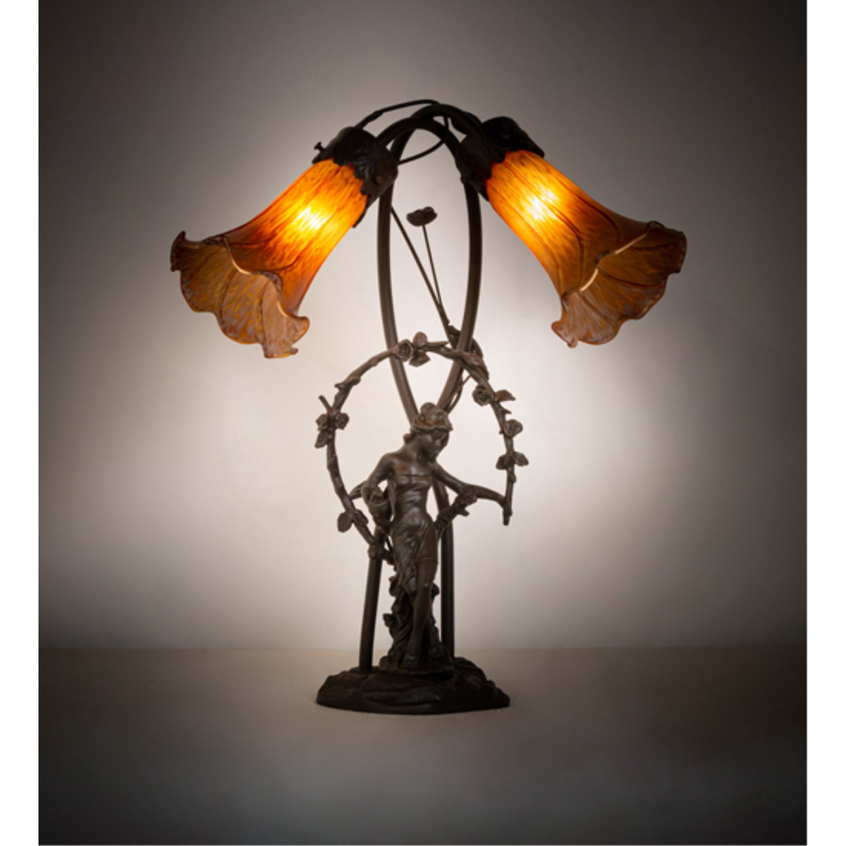 17'H Trellis Girl Lily Amber 2 Lt Accent Lamp