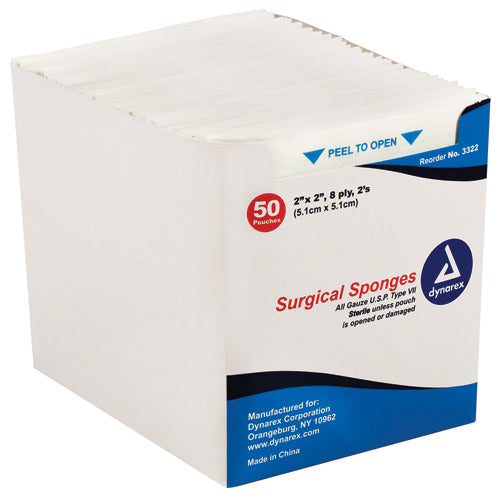 Gauze Sponges Sterile- 2'S 4X 4-12Ply (25-2'S Per Tray)