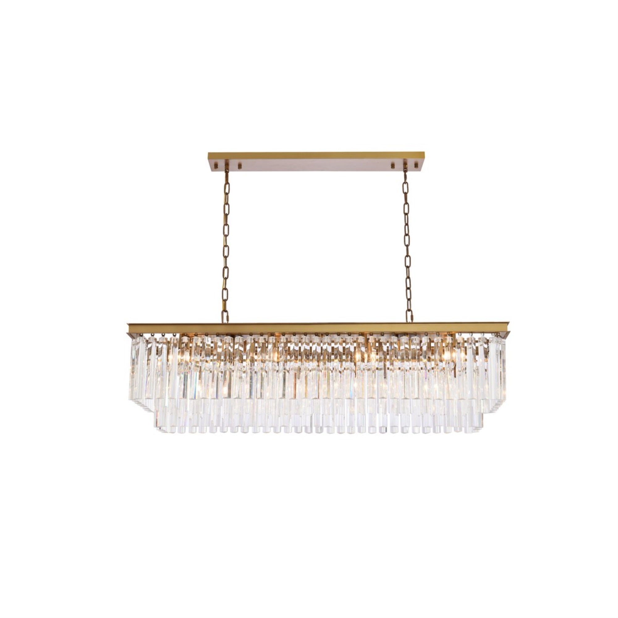 Sydney 50 Inch Rectangle Crystal Chandelier In Satin Gold