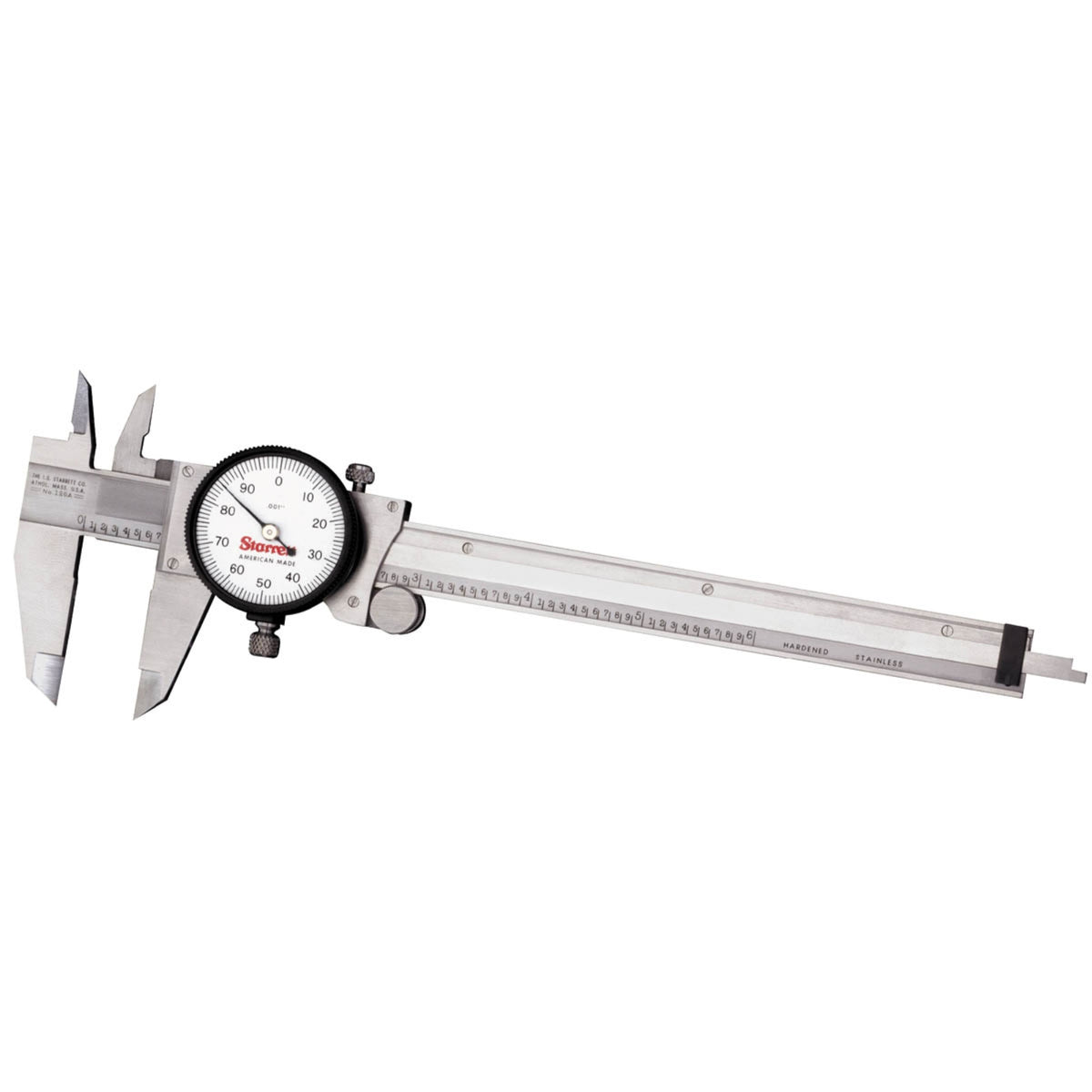 120A-6 Dial Caliper, Hardened Stainless Steel, 0-6 Range, .001 Graduations
