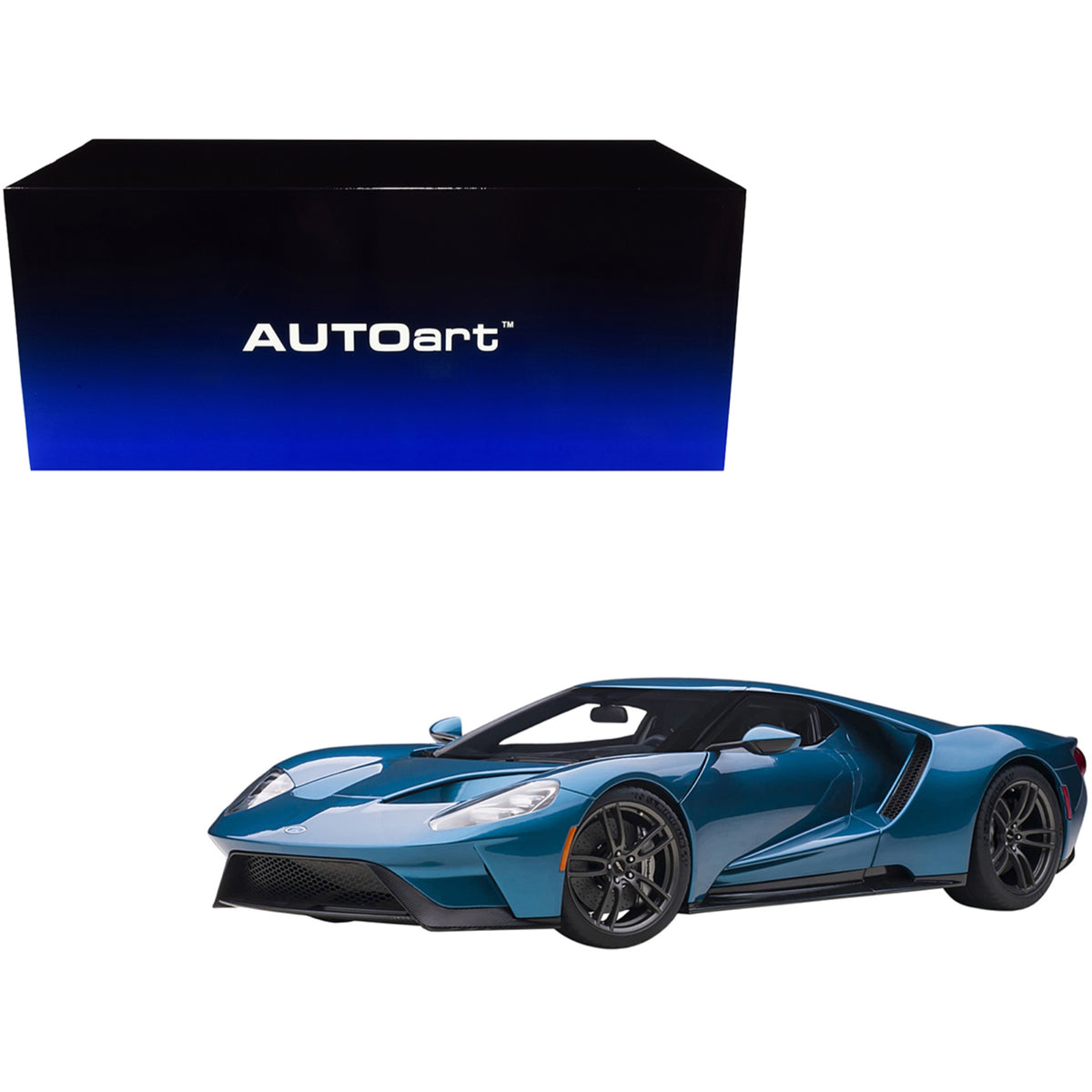 2017 Ford Gt Liquid Blue Metallic 1/12 Model Car By Autoart