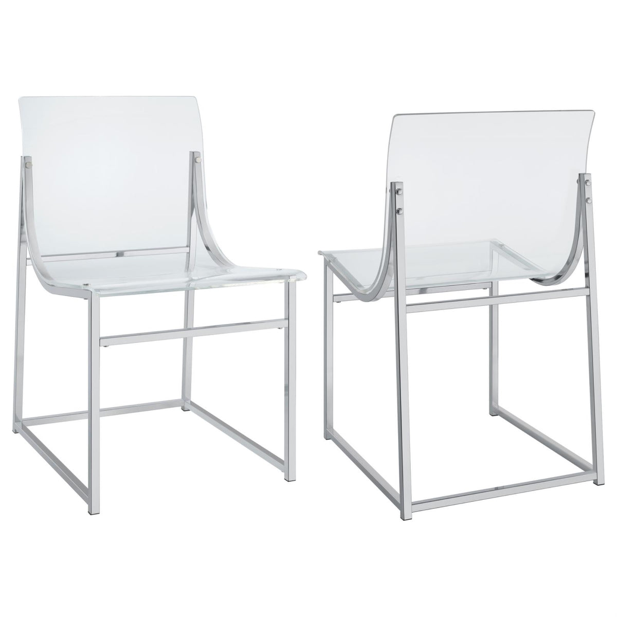 Casafoyer Acrylic Dining Side Chair Clear And Chrome-Set Of 2 Contemporary Chairs With Sleek Design And Sturdy Metal Base'