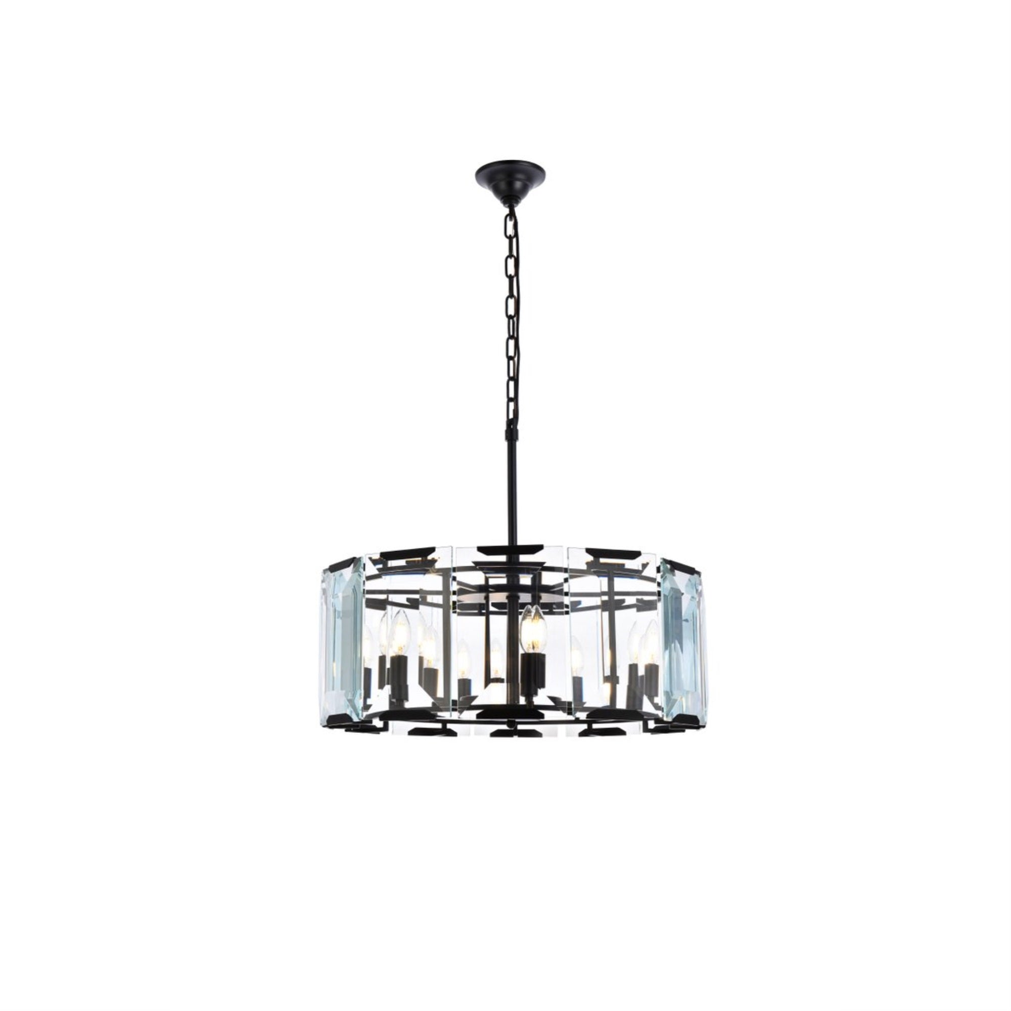 Monaco 6 Light Flat Black (Matte) Chandelier Clear Glass Crystal