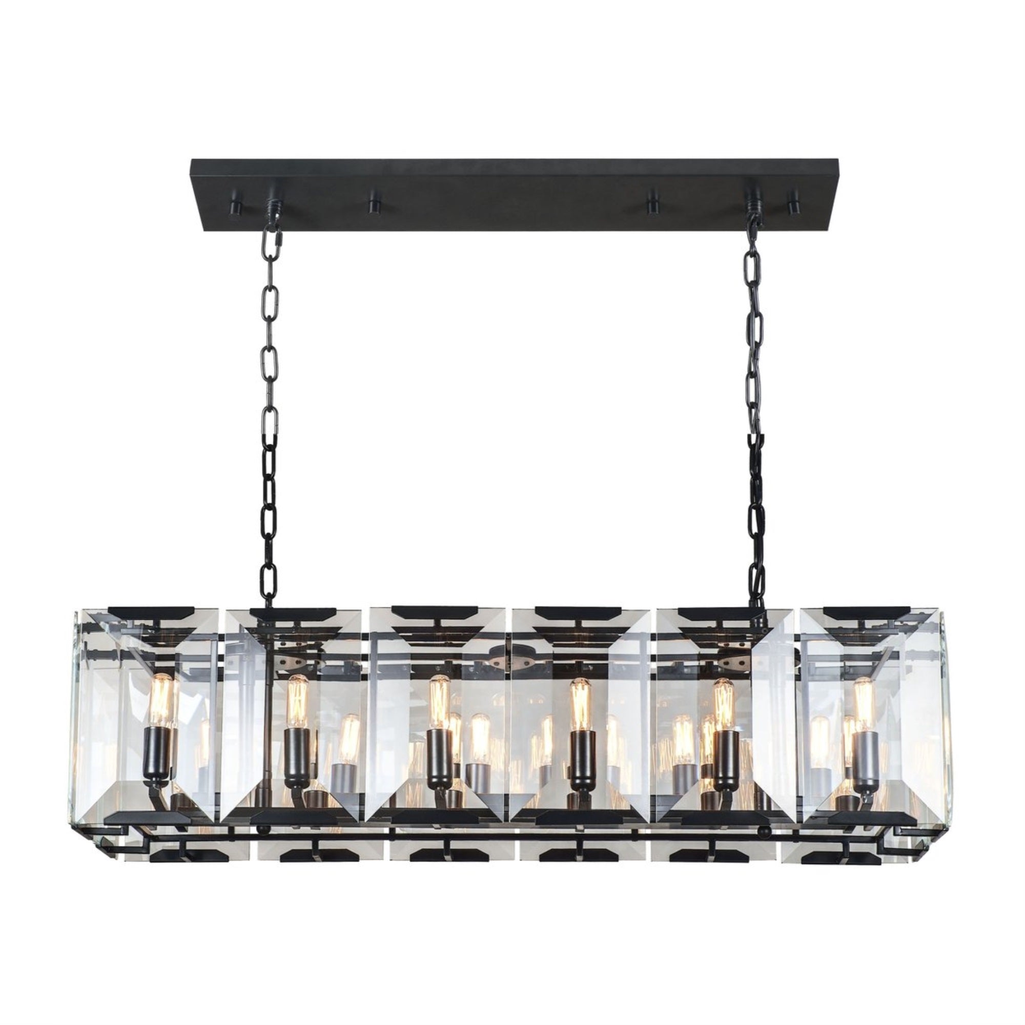 Monaco 12 Light Flat Black (Matte) Chandelier Clear Glass Crystal