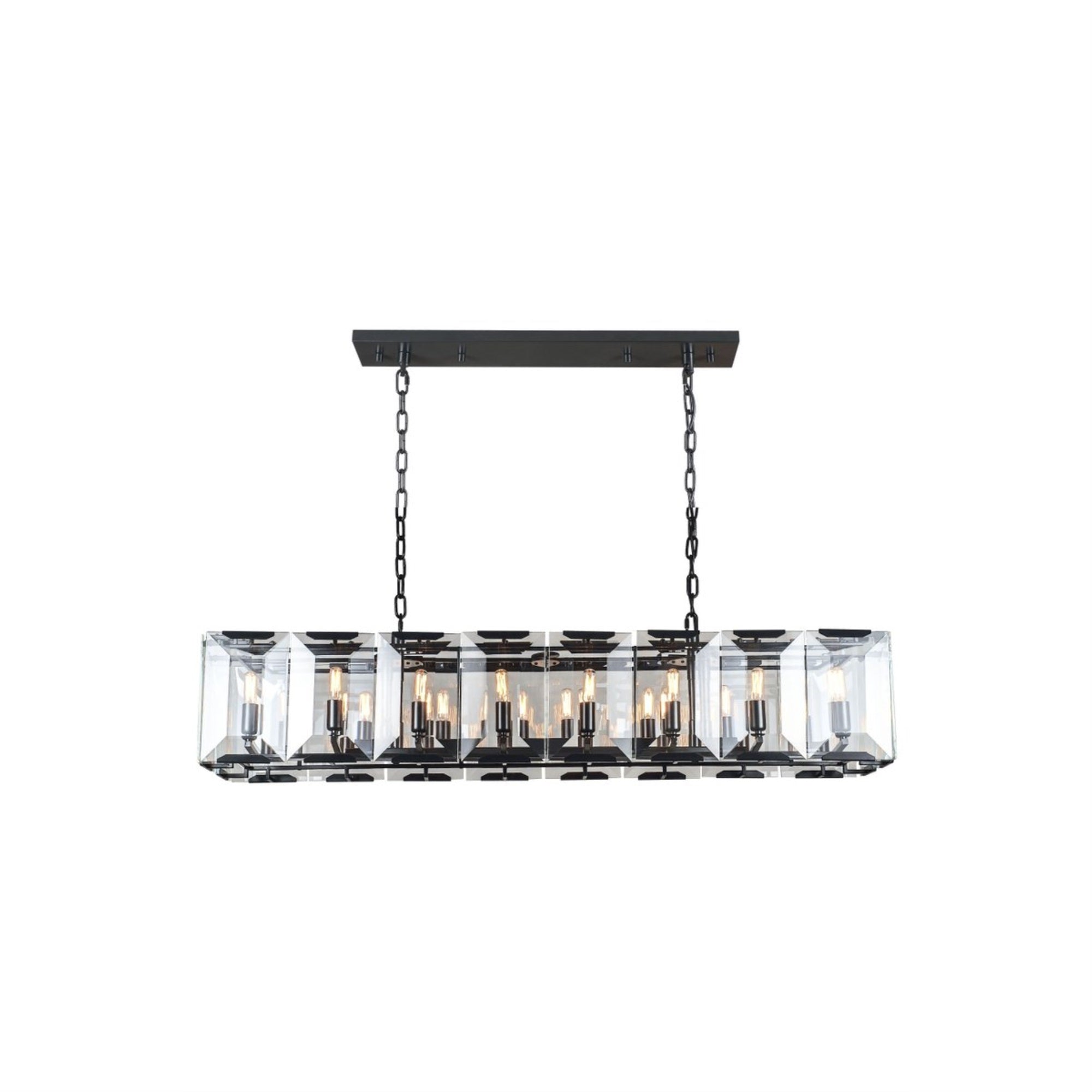 Monaco 16 Light Flat Black (Matte) Chandelier Clear Glass Crystal