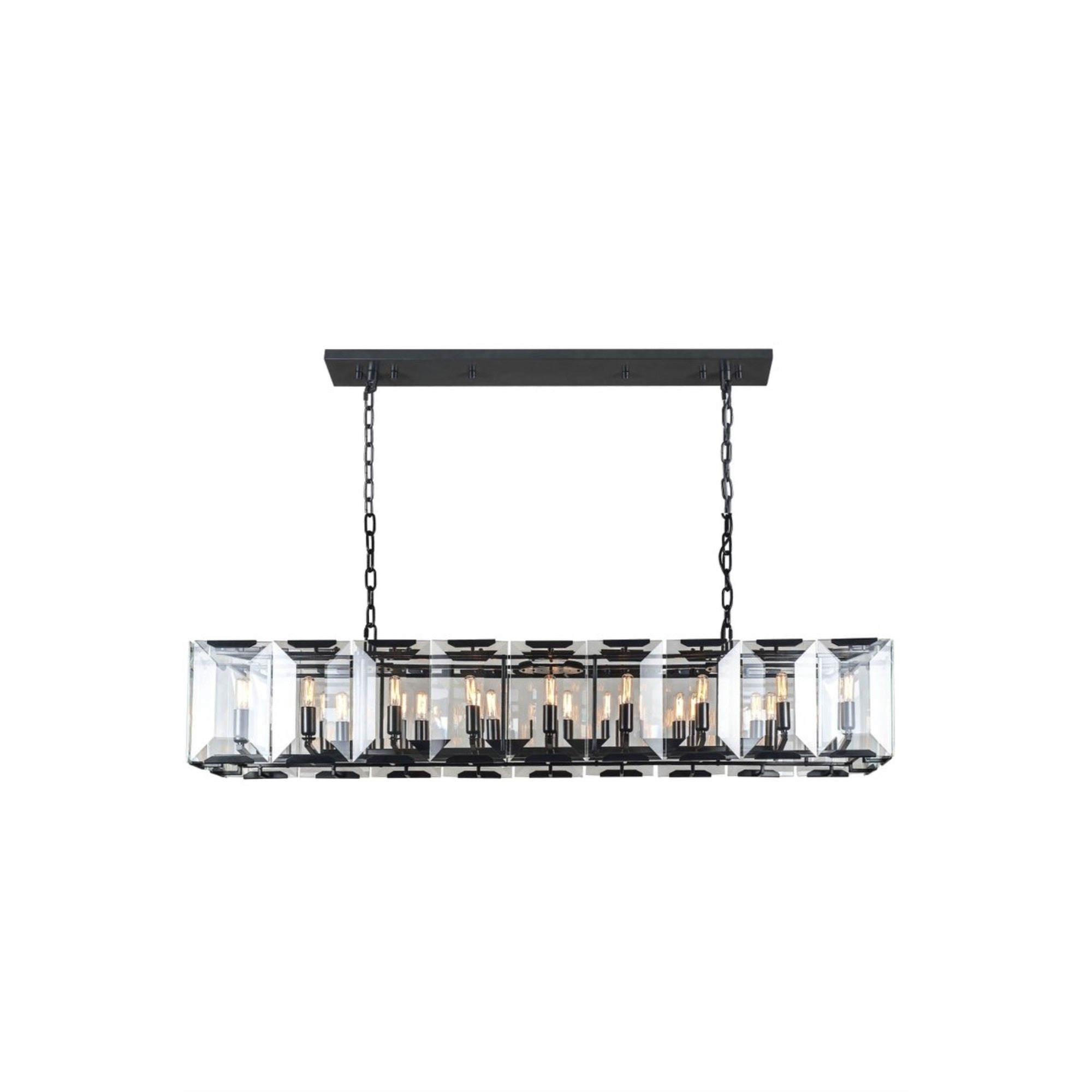 Monaco 18 Light Flat Black (Matte) Chandelier Clear Glass Crystal