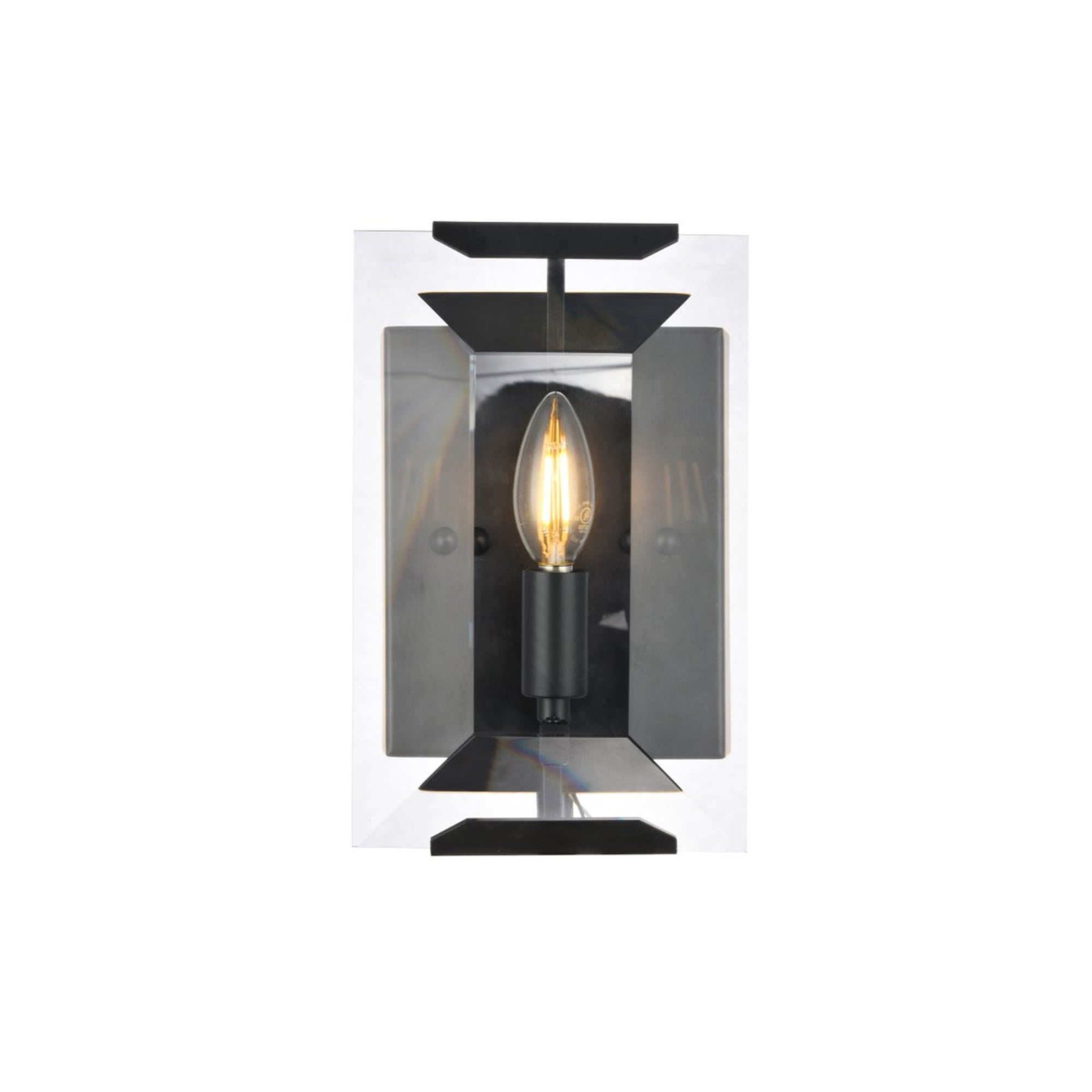 Monaco 1 Light Flat Black (Matte) Wall Sconce Glass Crystal