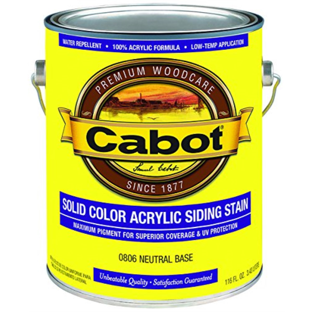 1213776 Cabot Sc Acr Ss Neut Gal Cabot 800 Series Solid Tintable Satin Neutral Base Acrylic Siding Stain 1 Gal (Pack Of 4)