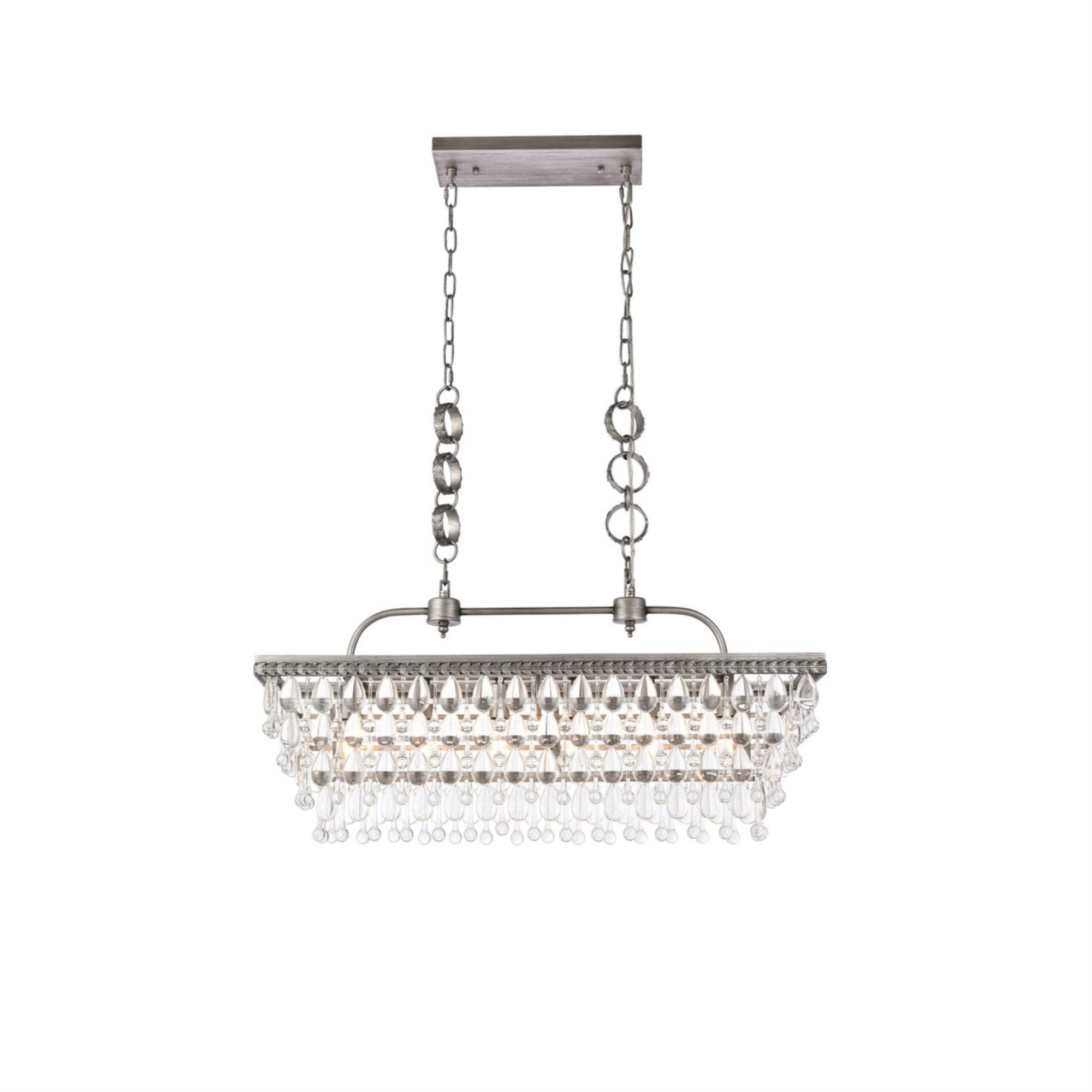 Nordic 32 Inch Rectangle Pendant In Antique Silver