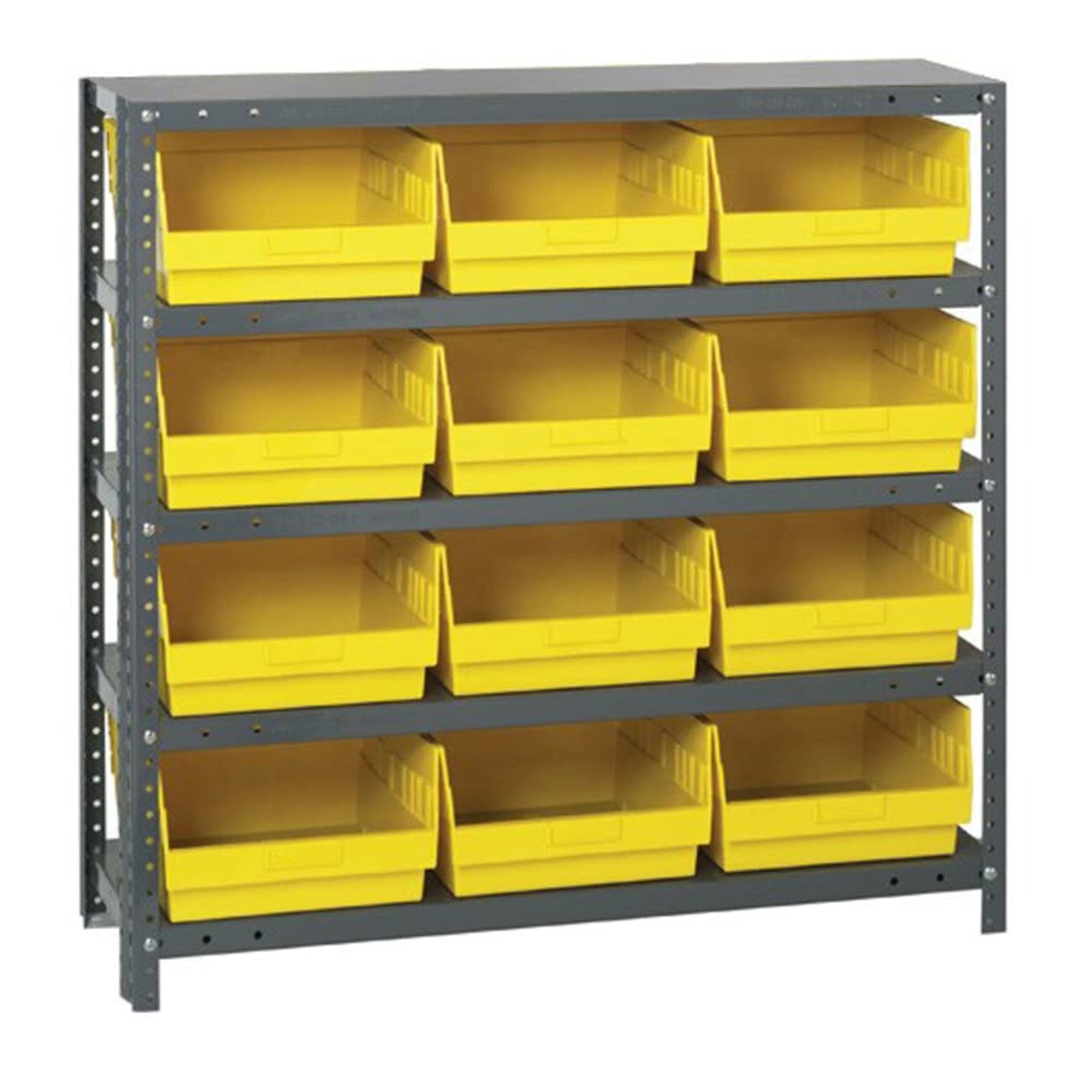 Quantum Storage Systems 1239-209Yl Store More Steel Shelving Unit With 6 Shelf Bins, 12 D X 36 W X 39 H, Yellow