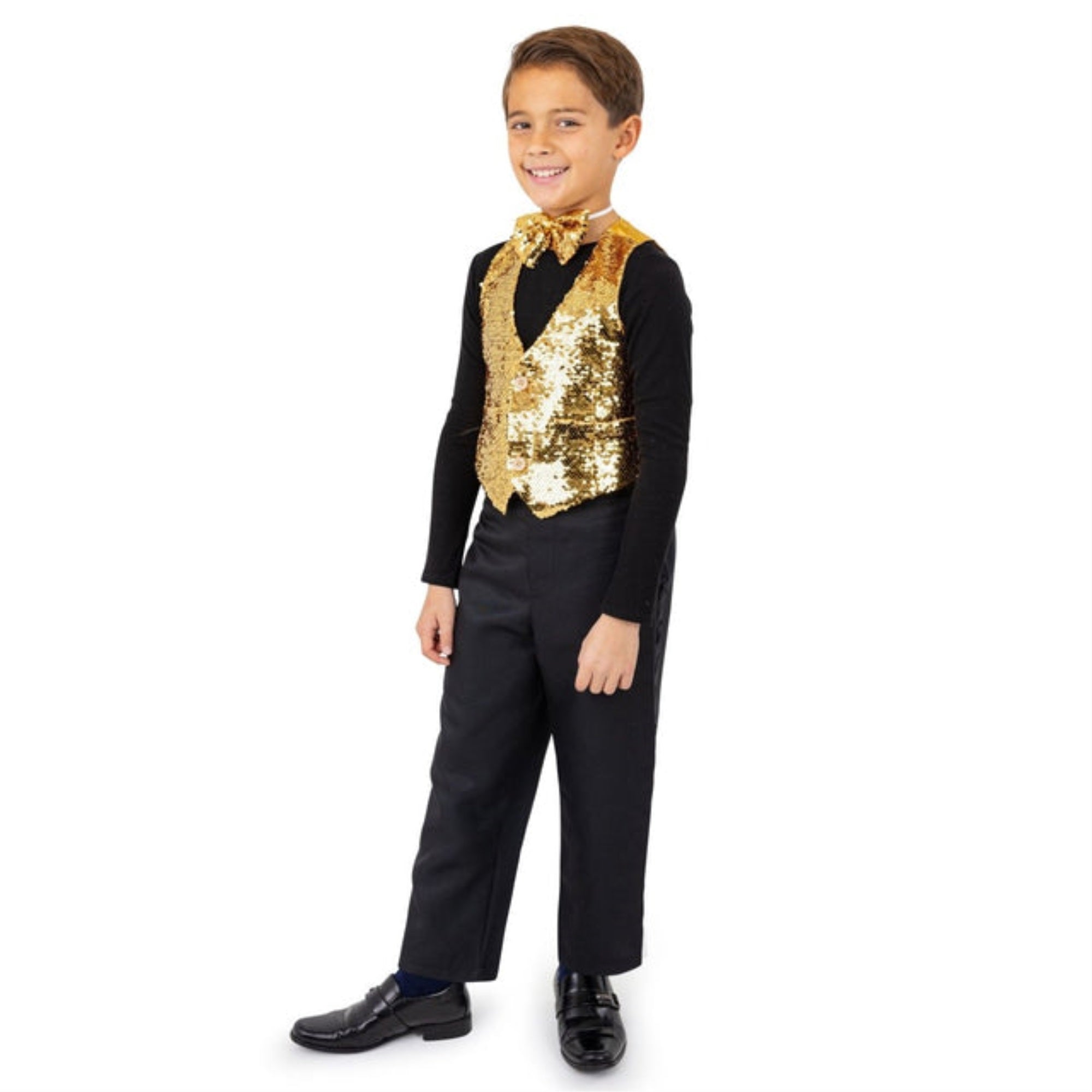 Gold Sequined Vest & Bow Tie - S (4-6)