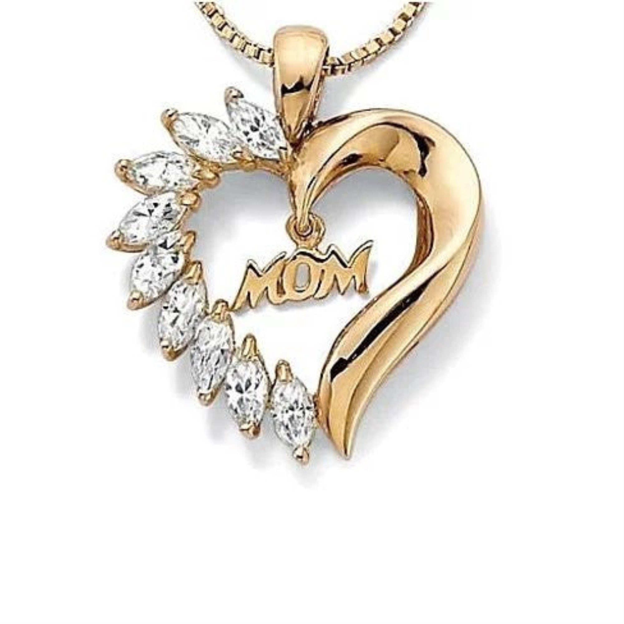 MOMs LOVE Heart Pendant With CZ
