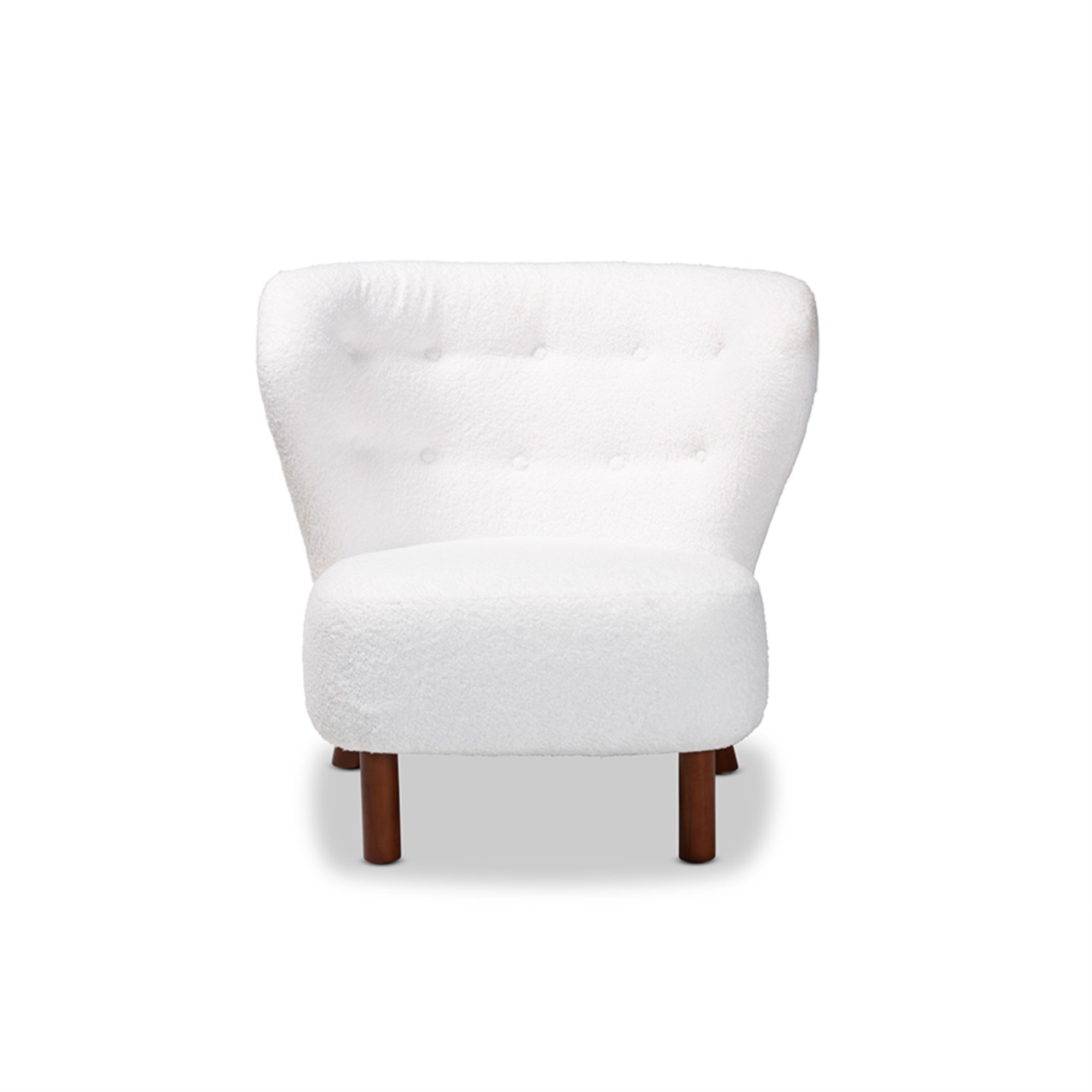 Baxton Studio Cabrera Modern And Contemporary White Boucle Upholstered And Walnut Brown Finished Wood Accent Chair
