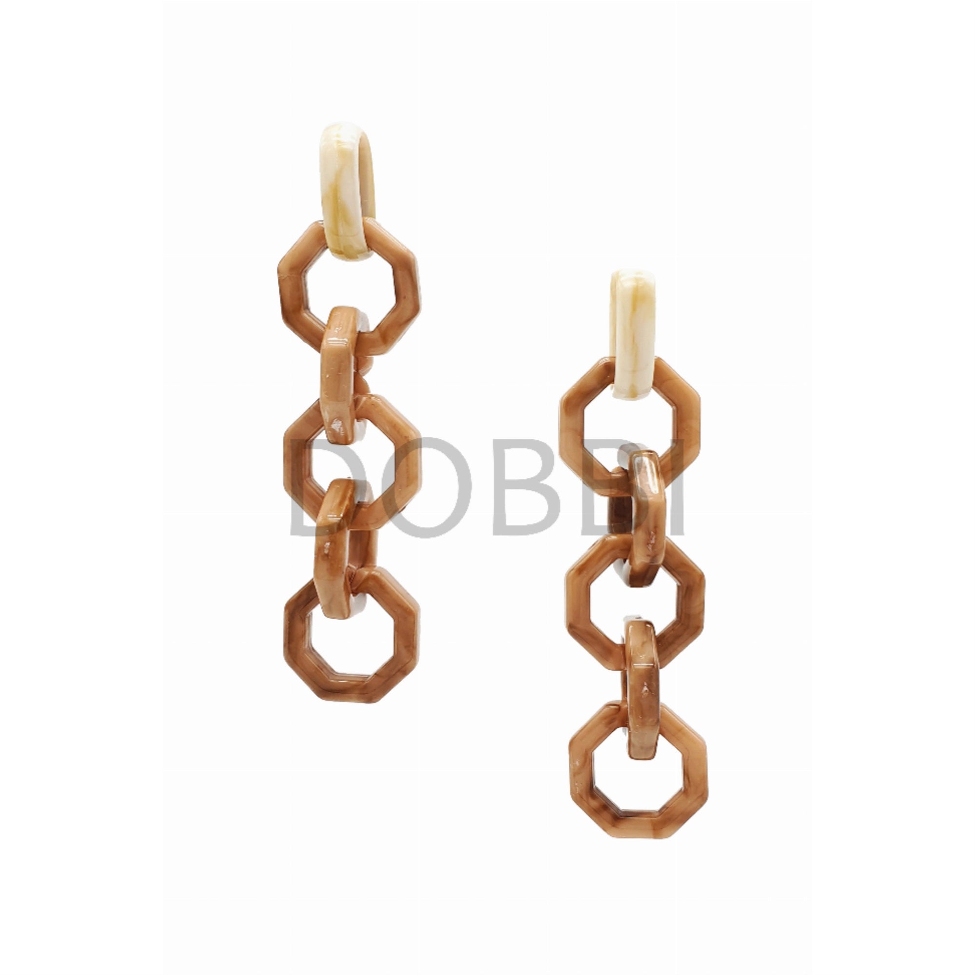 Hexagon 5 Rings Drop Earrings