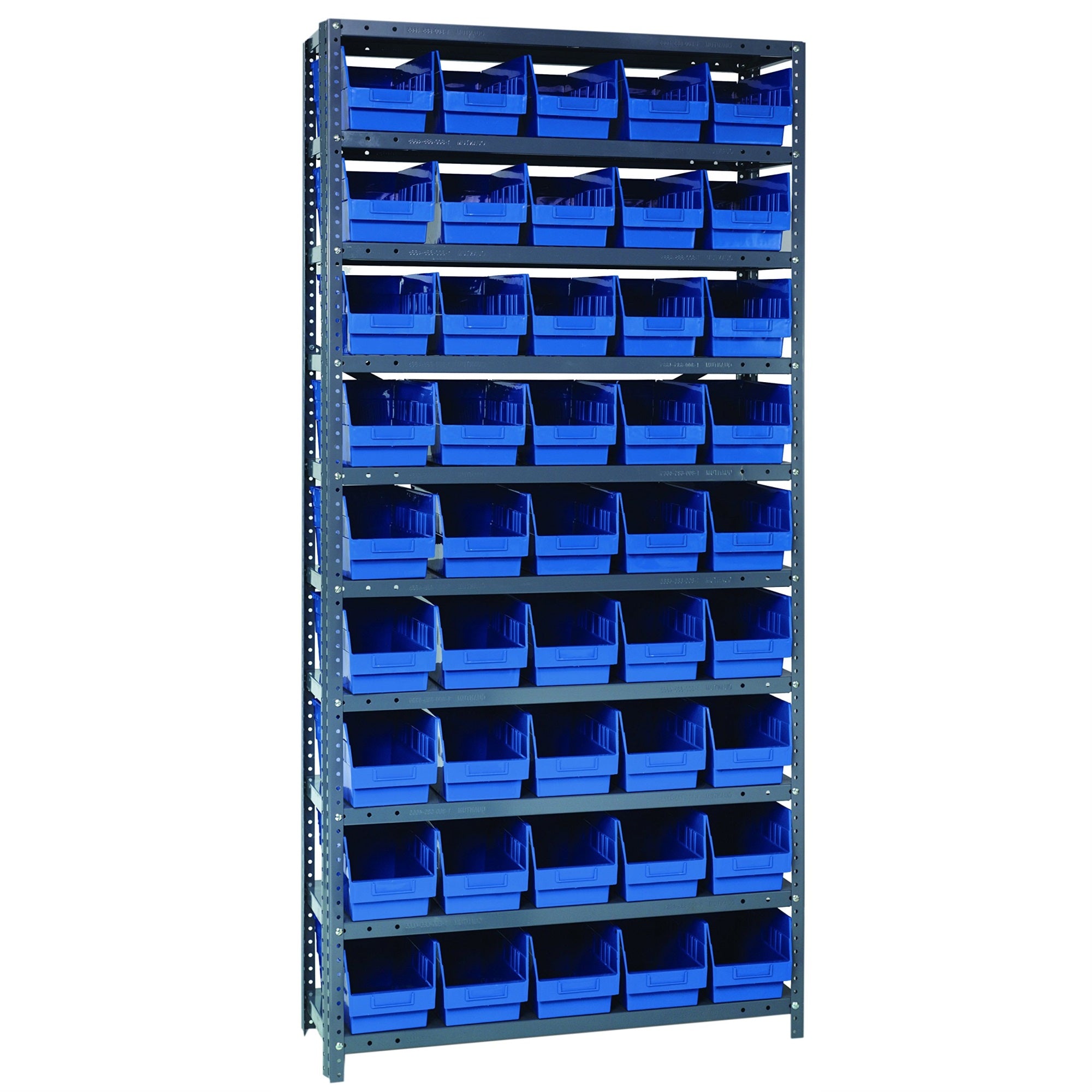 Quantum Storage Systems 1275-202Bl Store More Steel Shelving Unit With 6 Shelf Bins, 12 D X 36 W X 75 H, Blue