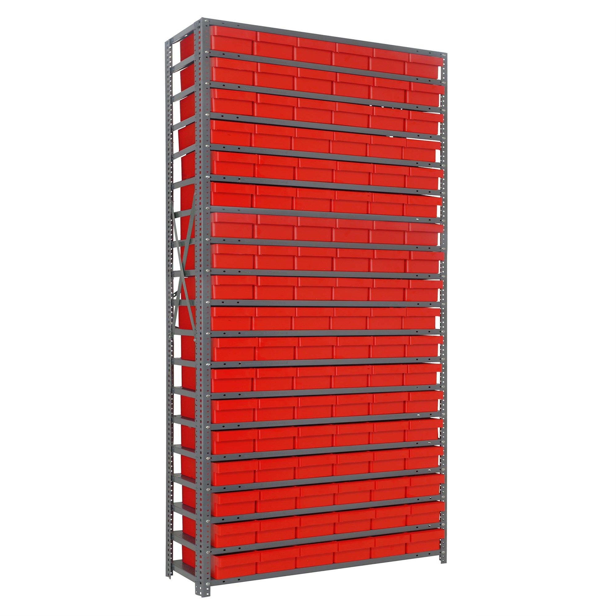 19 Shelf Open Unit W/108 Red Bins