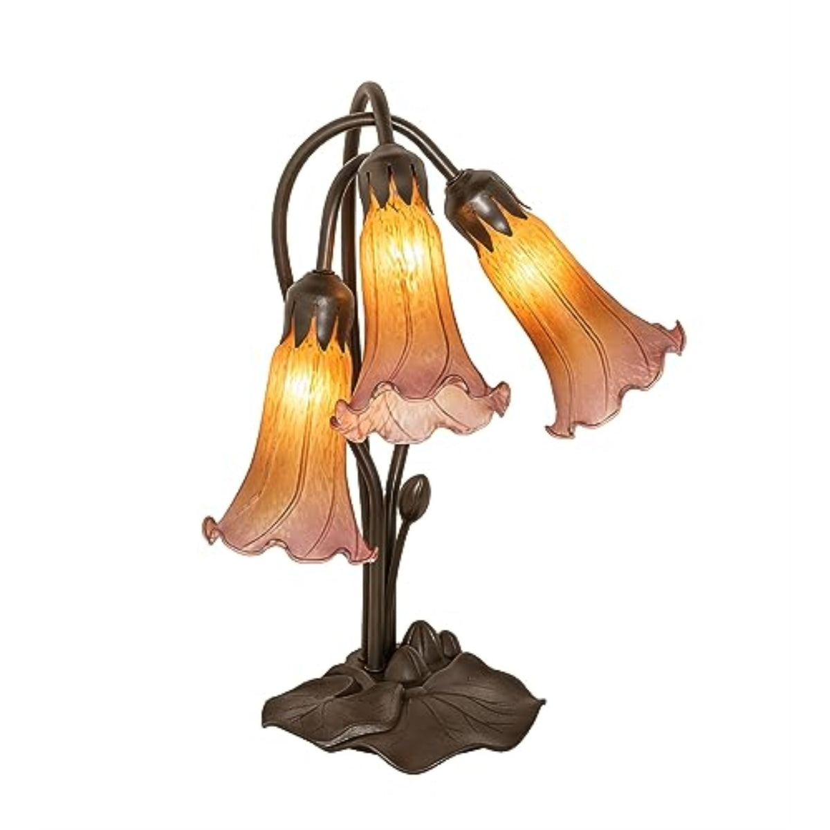 16' High Amber/Purple Tiffany Pond Lily 3 Light Accent Lamp