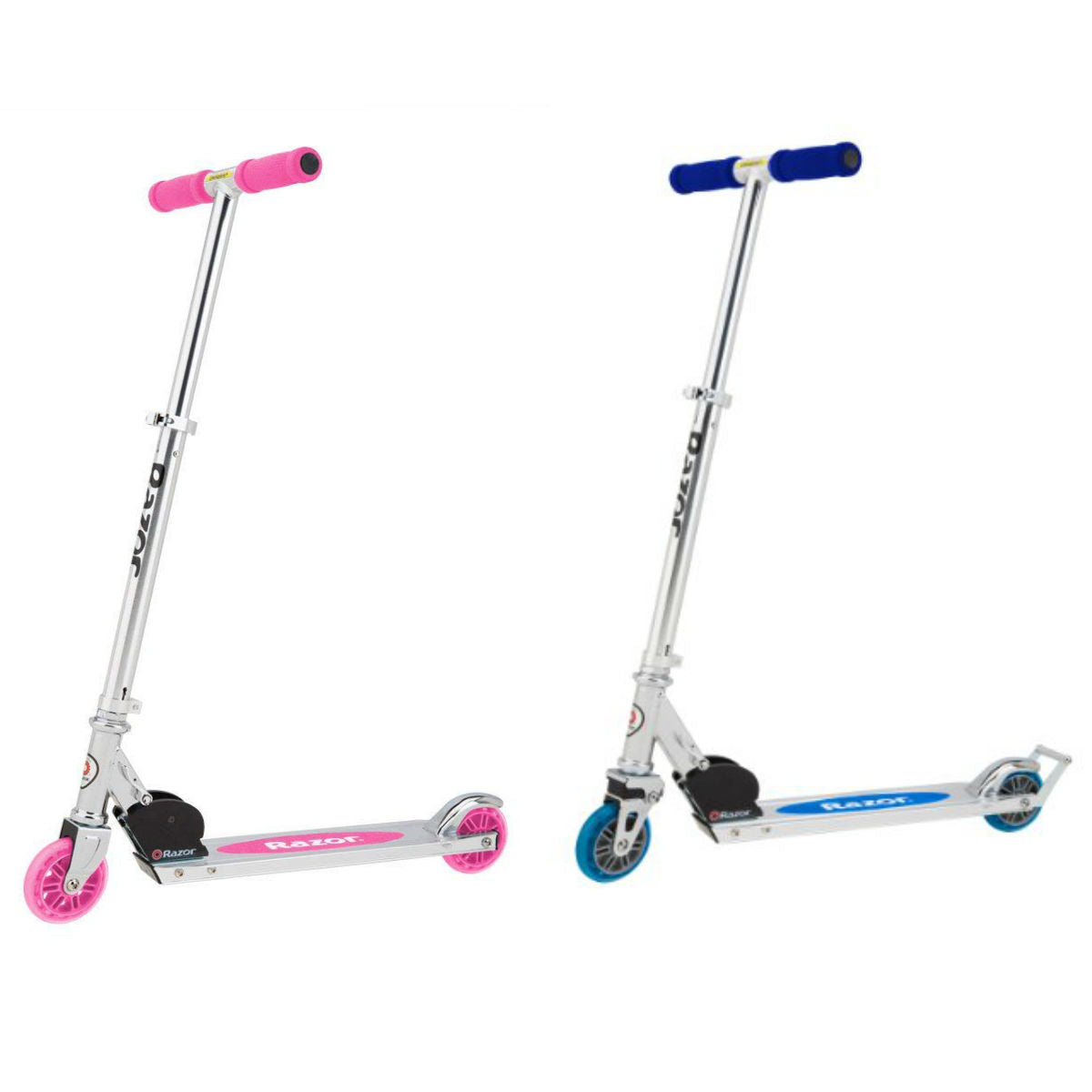 Razor A Kick Scooter, Pink With Razor A2 Kick Scooter, Blue