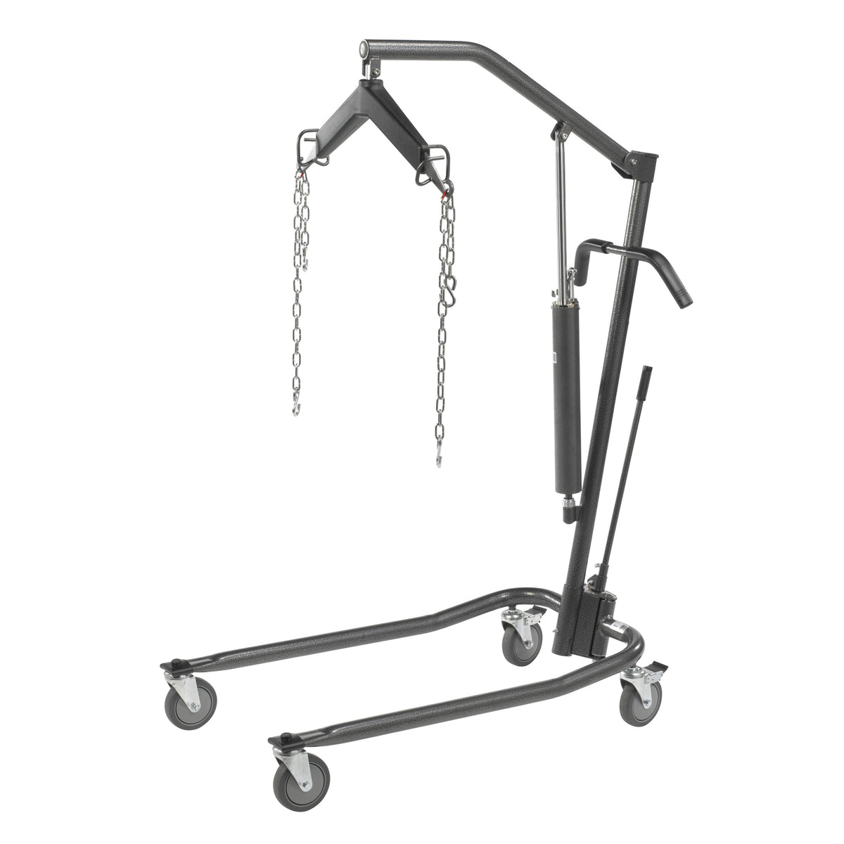 Hydraulic Patient Lift With Six Point Cradle, 5 Casters, Silver Vein