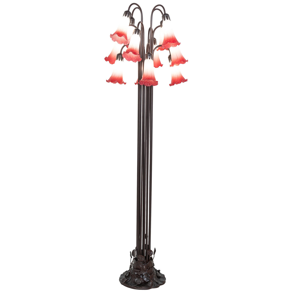 63' High Pink Tiffany Pond Lily 12 Light Floor Lamp