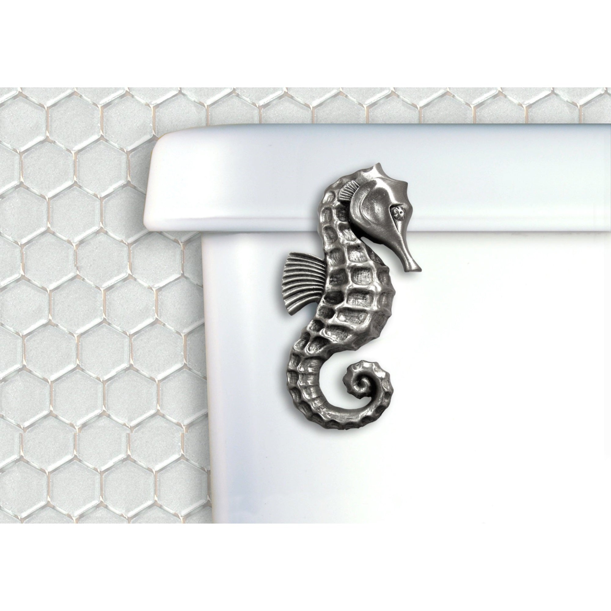 Seahorse Toilet Flush Handle-Front Mount in Satin Pewter Finish