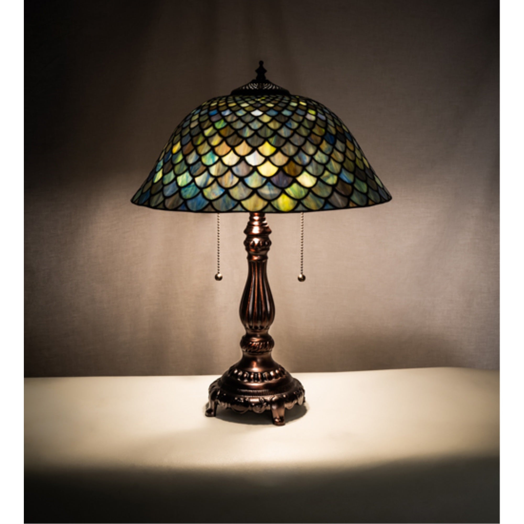 22' High Tiffany Fishscale Table Lamp