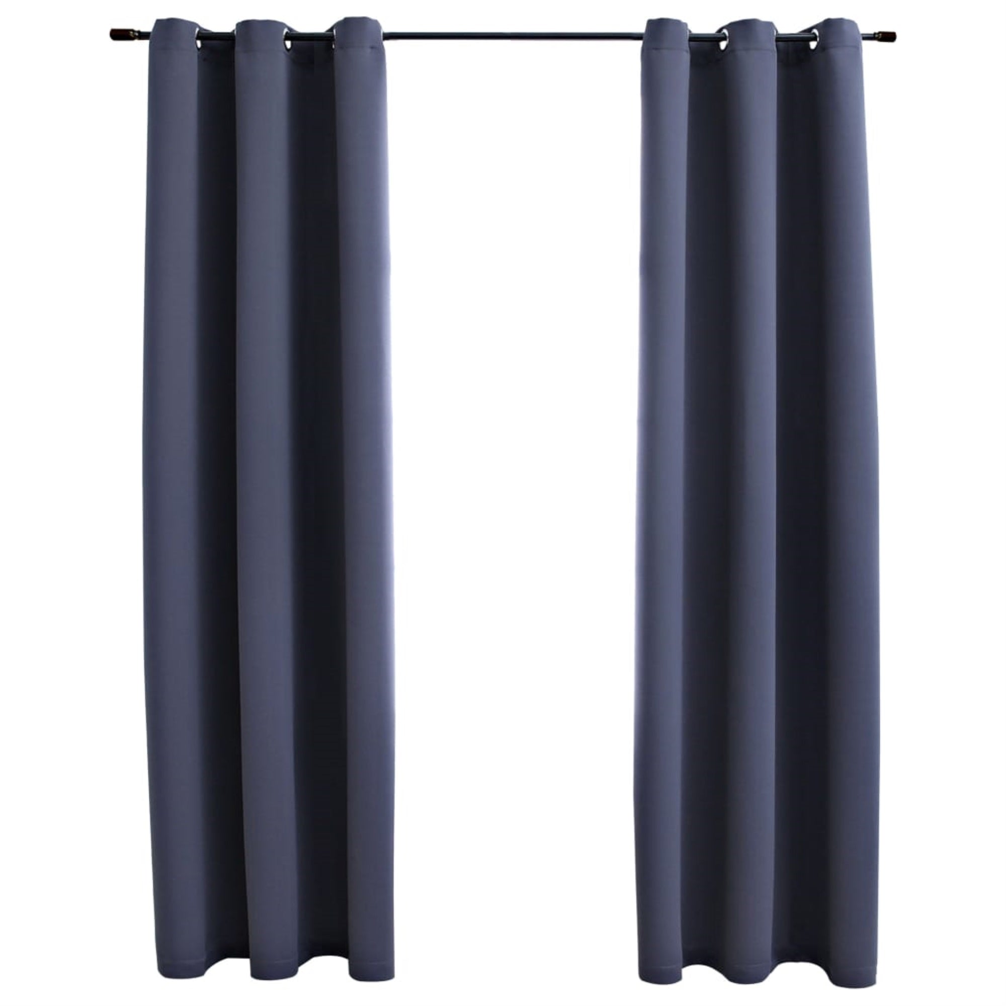 vidaXL Blackout Curtains with Rings 2 pcs Anthracite 37″x95″ Fabric