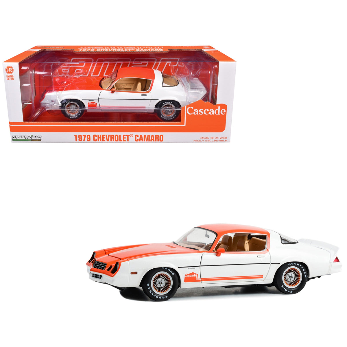 1979 Chevrolet Camaro Cascade Edition White And Orange ' And Washington Limited Edition' 1/18 Diecast Model Car By Greenlight