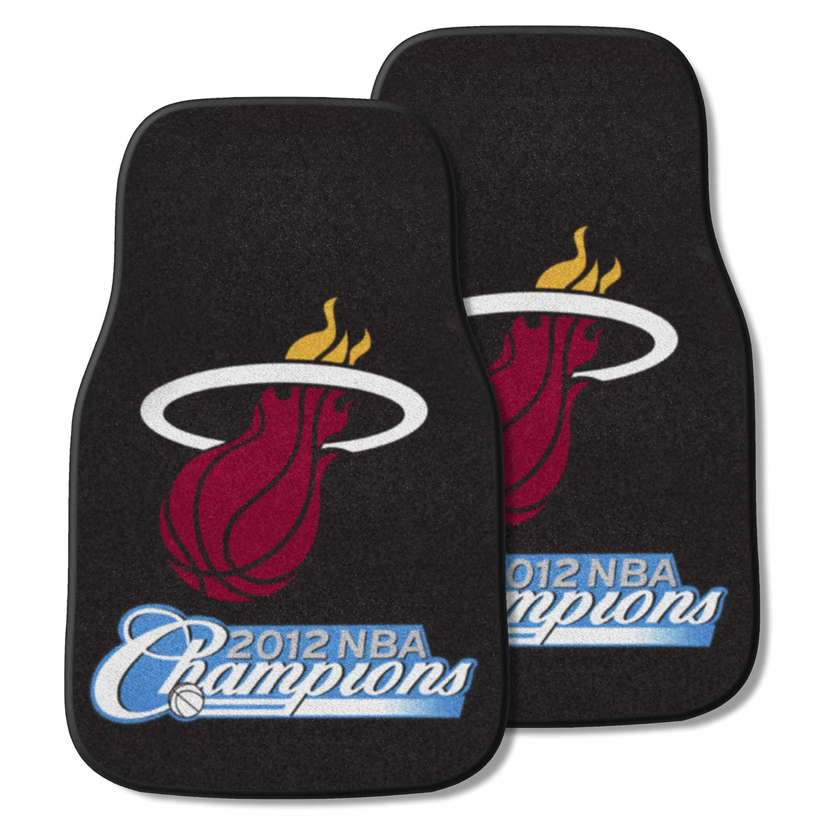 Miami Heat 2012 Nba Champions Front Carpet Car Mat Set - 2 Pieces