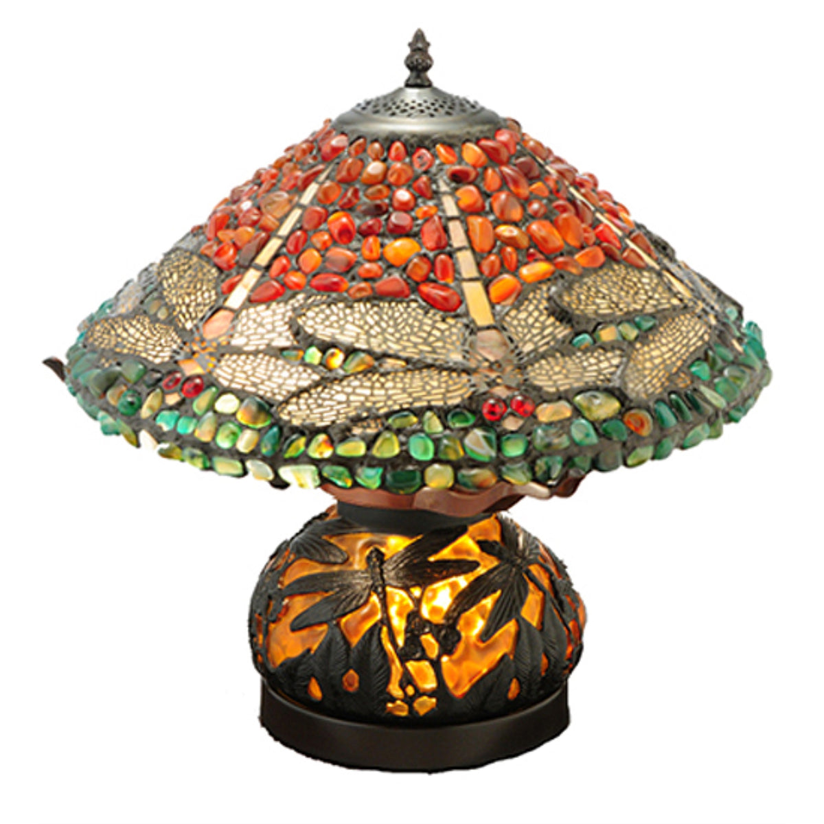 16.5'H Dragonfly Polished Agata W/Lighted Base Table Lamp