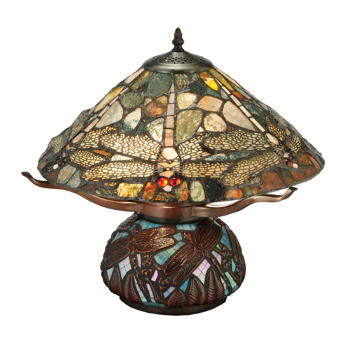 16.5'H Dragonfly Cut Agata Table Lamp