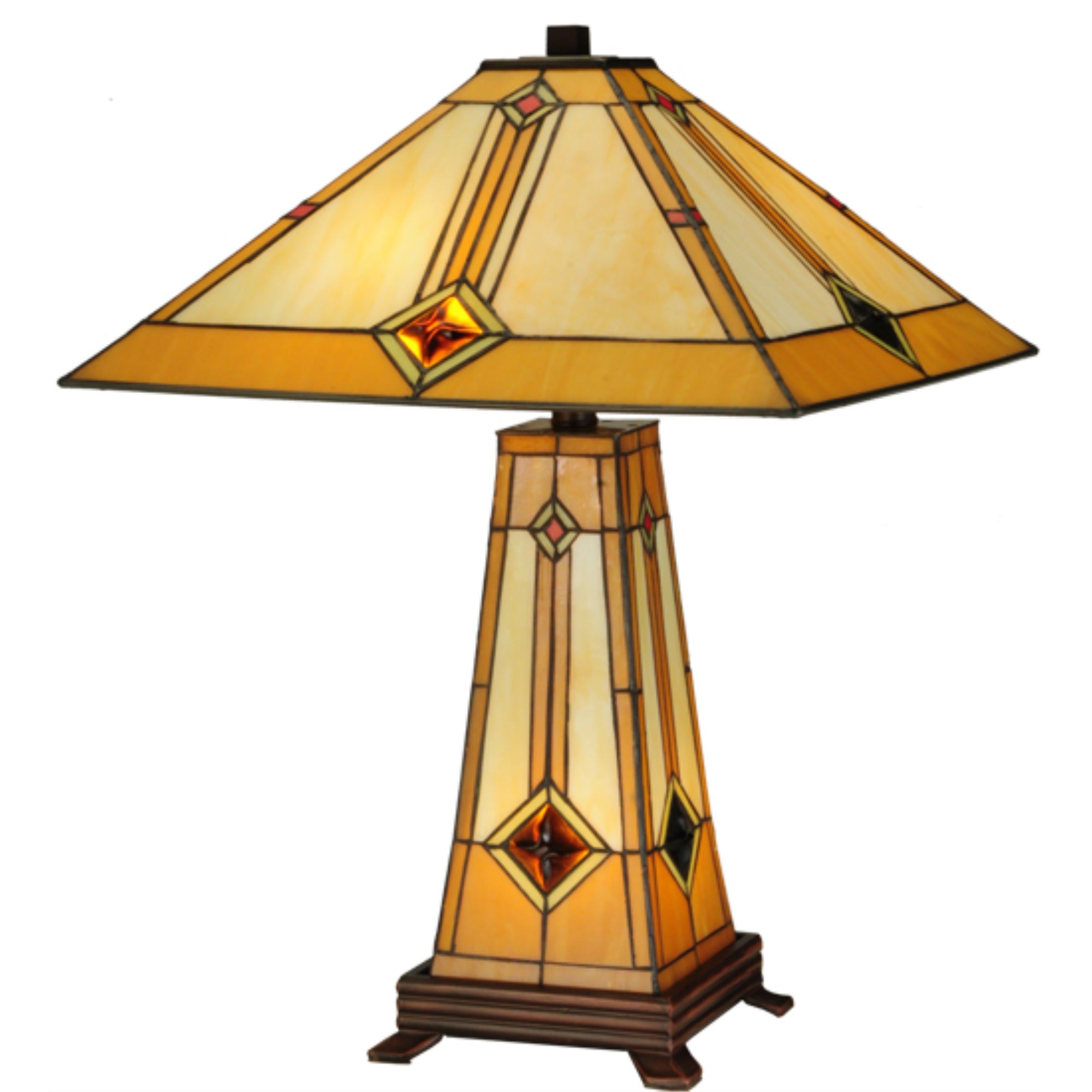 23'H Diamond Mission Lighted Base Table Lamp