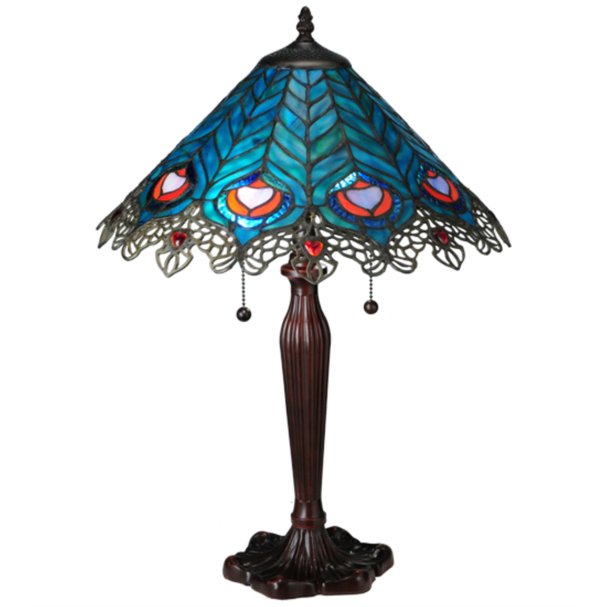 23'H Peacock Feather Lace Table Lamp