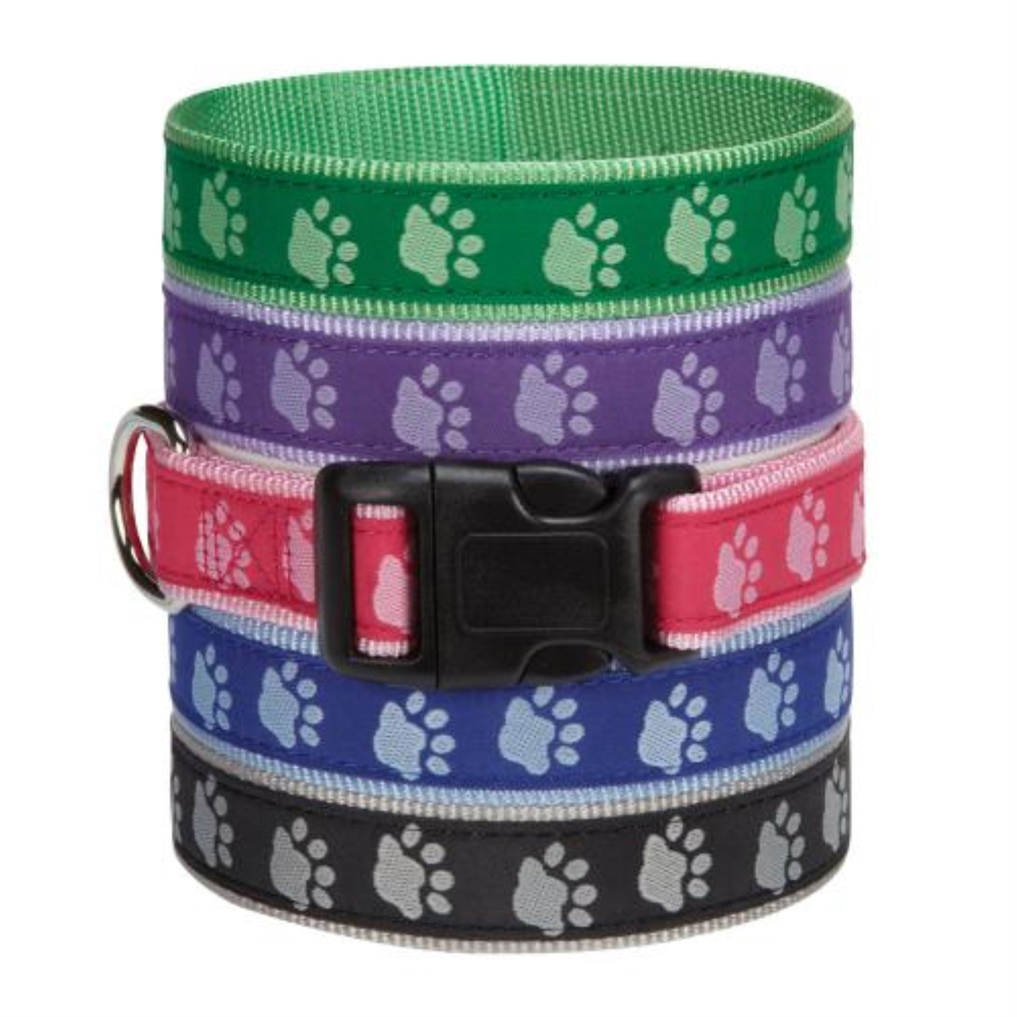 Cc Twotone Pawprint Collar 6-10In Green