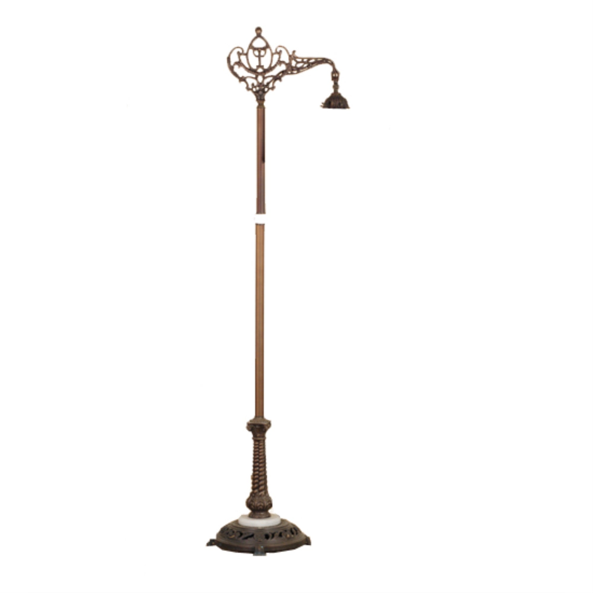 59'H Mahogany Bronze 1 Lt Bridge Arm Floor Base