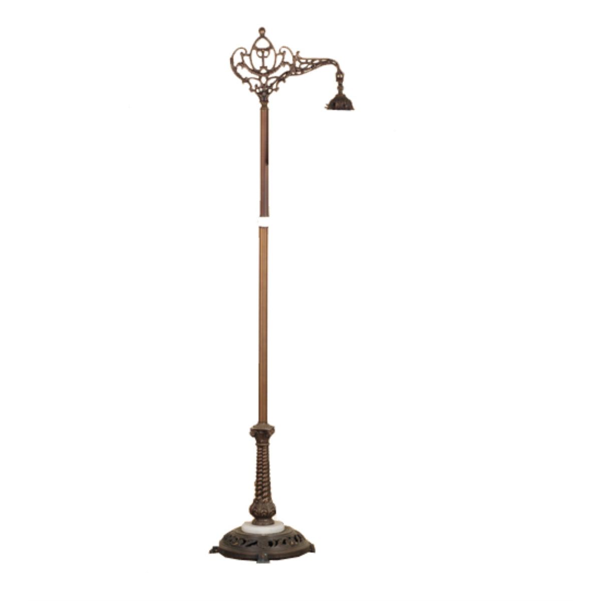 59'H Mahogany Bronze 1 Lt Bridge Arm Floor Base