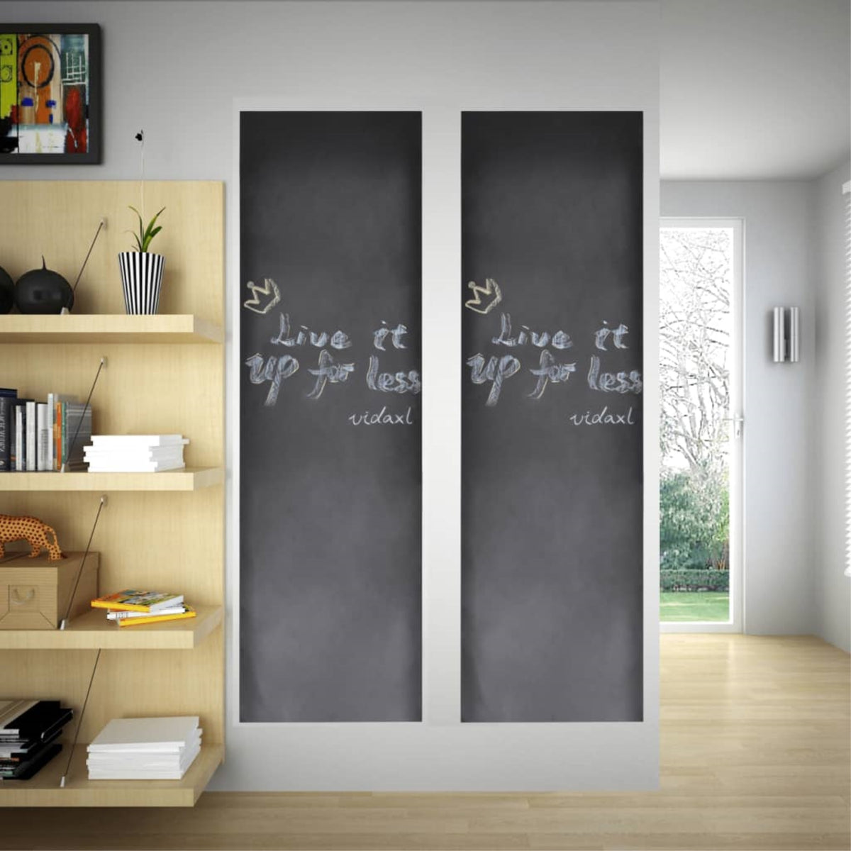 Vidaxl Wall Sticker Blackboard 1.5' X 6.6' 2 Rolls With Chalks