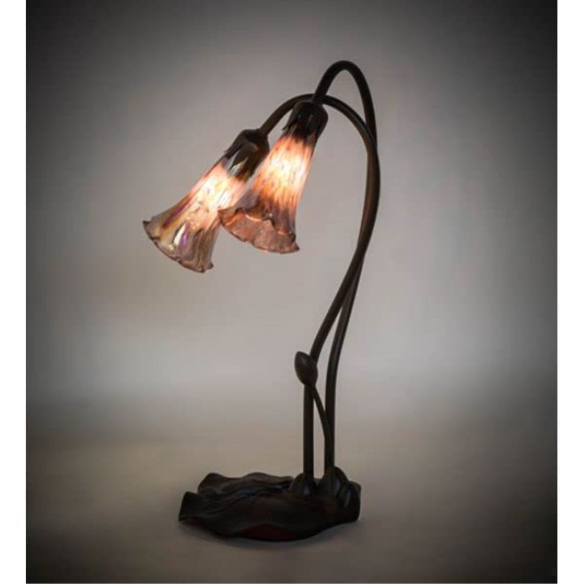 16' High Purple Iridescent Tiffany Pond Lily 2 Light Accent Lamp