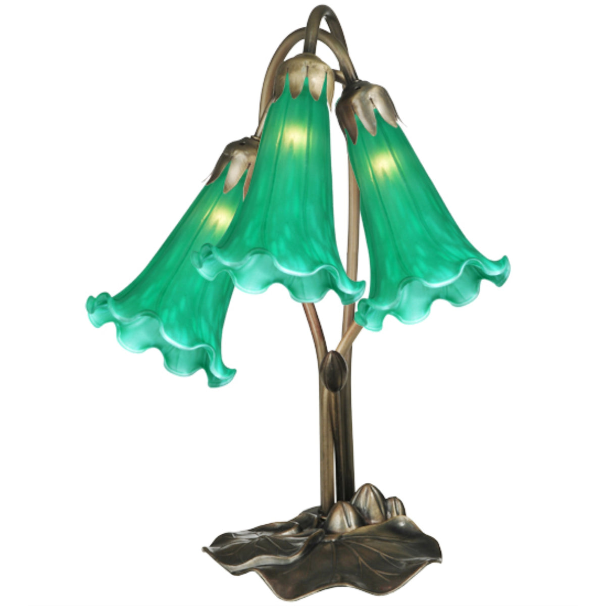 16'H Green Pond Lily 3 Lt Accent Lamp