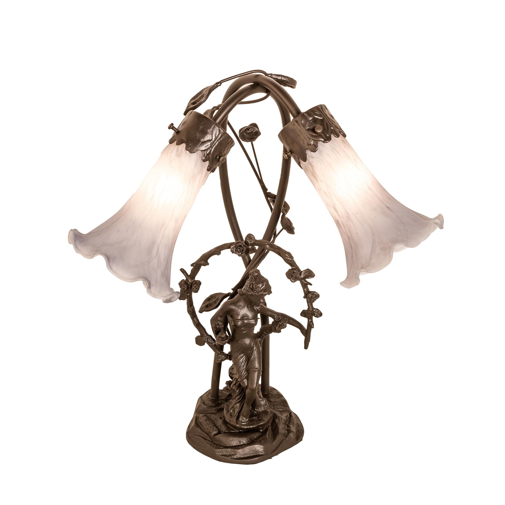 17' High Gray Tiffany Pond Lily 2 Light Trellis Girl Accent Lamp