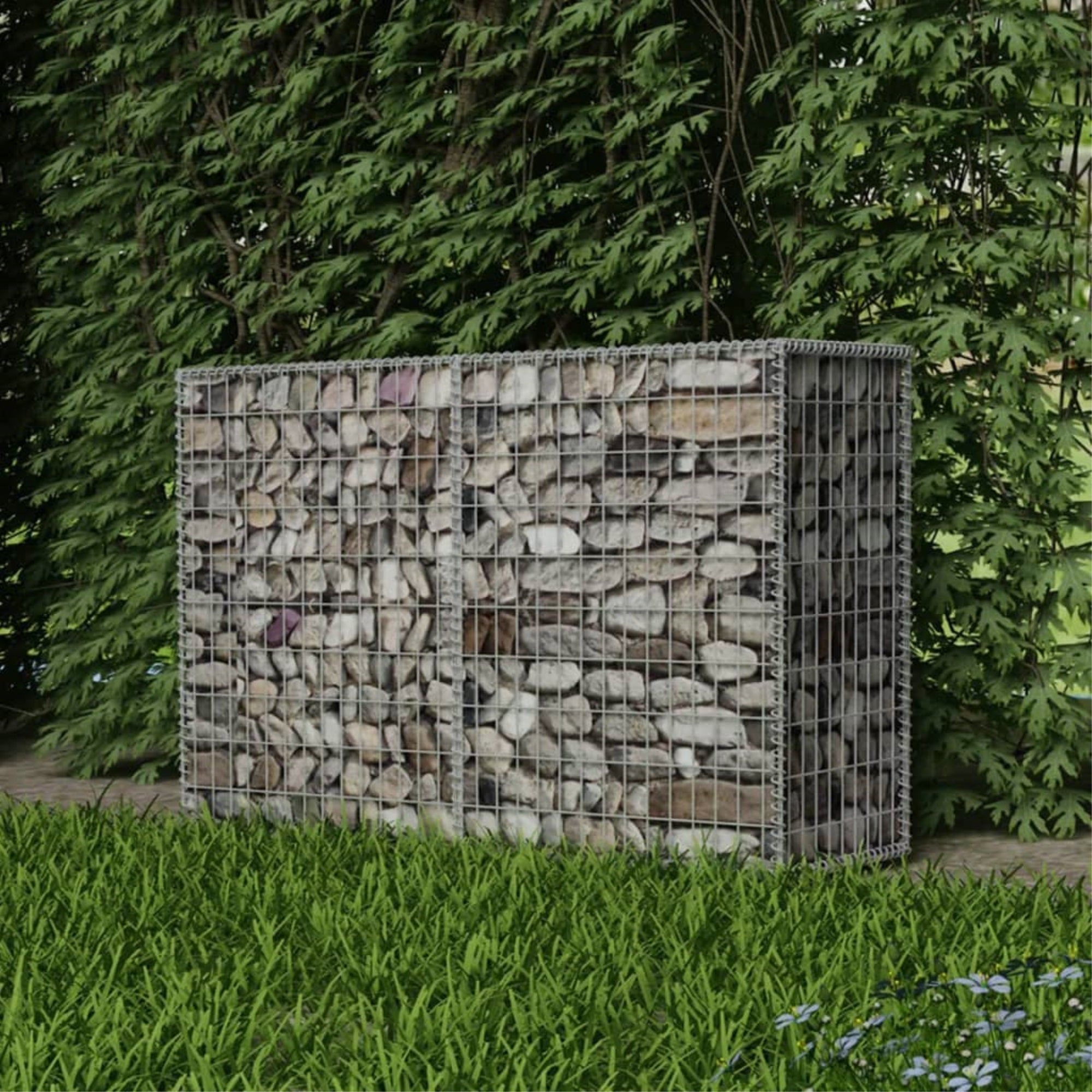 Galvanised Steel Gabion Basket 59'X19.7'X39.4' - Durable Retaining Wall Solution For Landscapes. Rust-Resistant, Sturdy Construction For Wind And Precipitation Protection. Top And Bottom Covers Included. Perfect For Garden Projects. Stones Not Included.