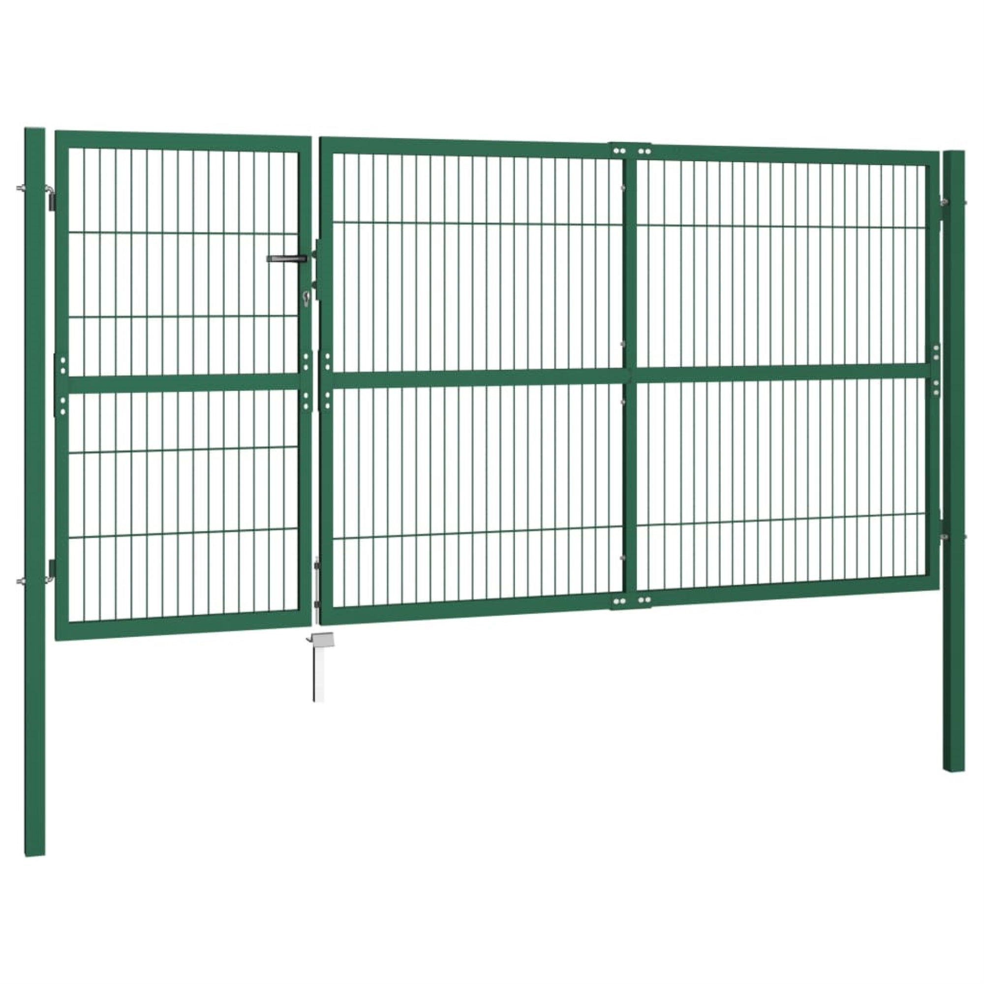 Vidaxl Garden Fence Gate With Posts 137.8'X55.1' Steel Green