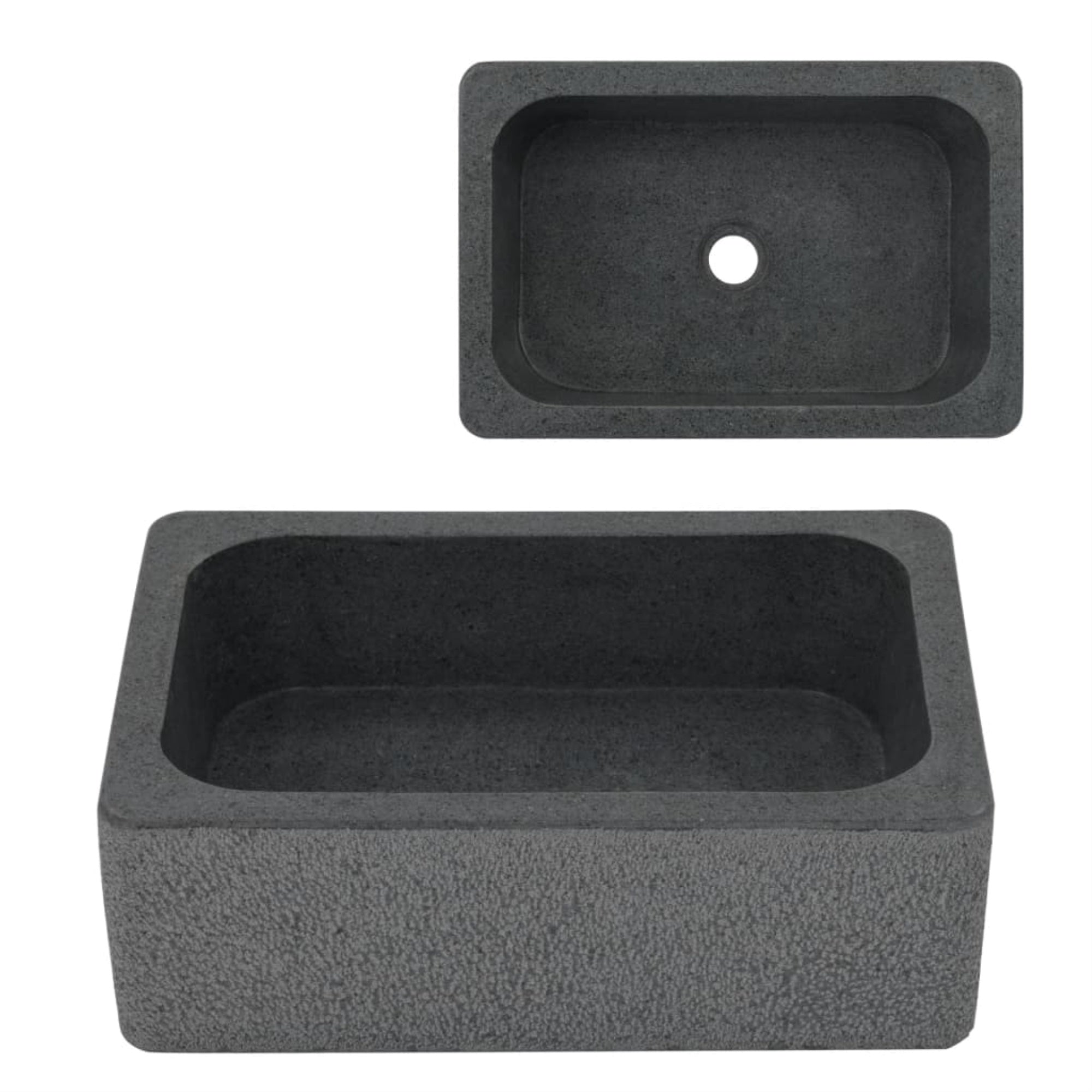 Vidaxl Sink 17.7'X11.8'X5.9' Riverstone Black