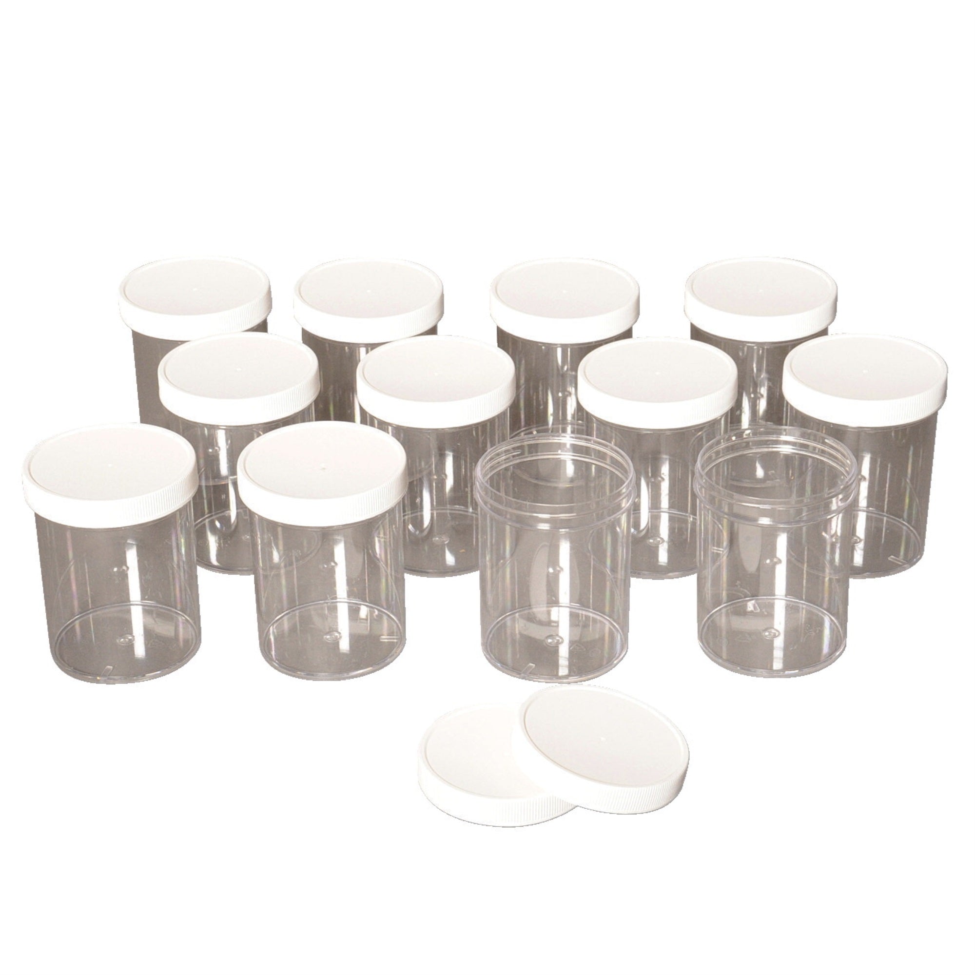 Gsc Frey Scientific Unbreakable Jar, 8 Oz., Polyethylene Terephthalate Jar, Polypropylene Lid, Pack Of 12