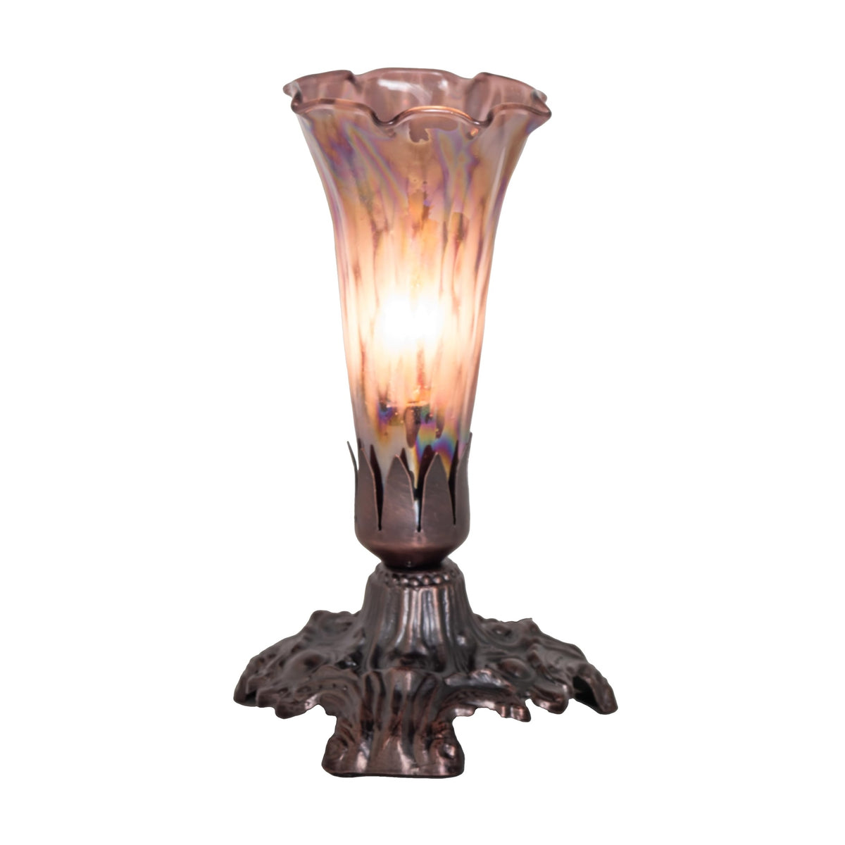7' High Purple Iridescent Tiffany Pond Lily Mini Lamp