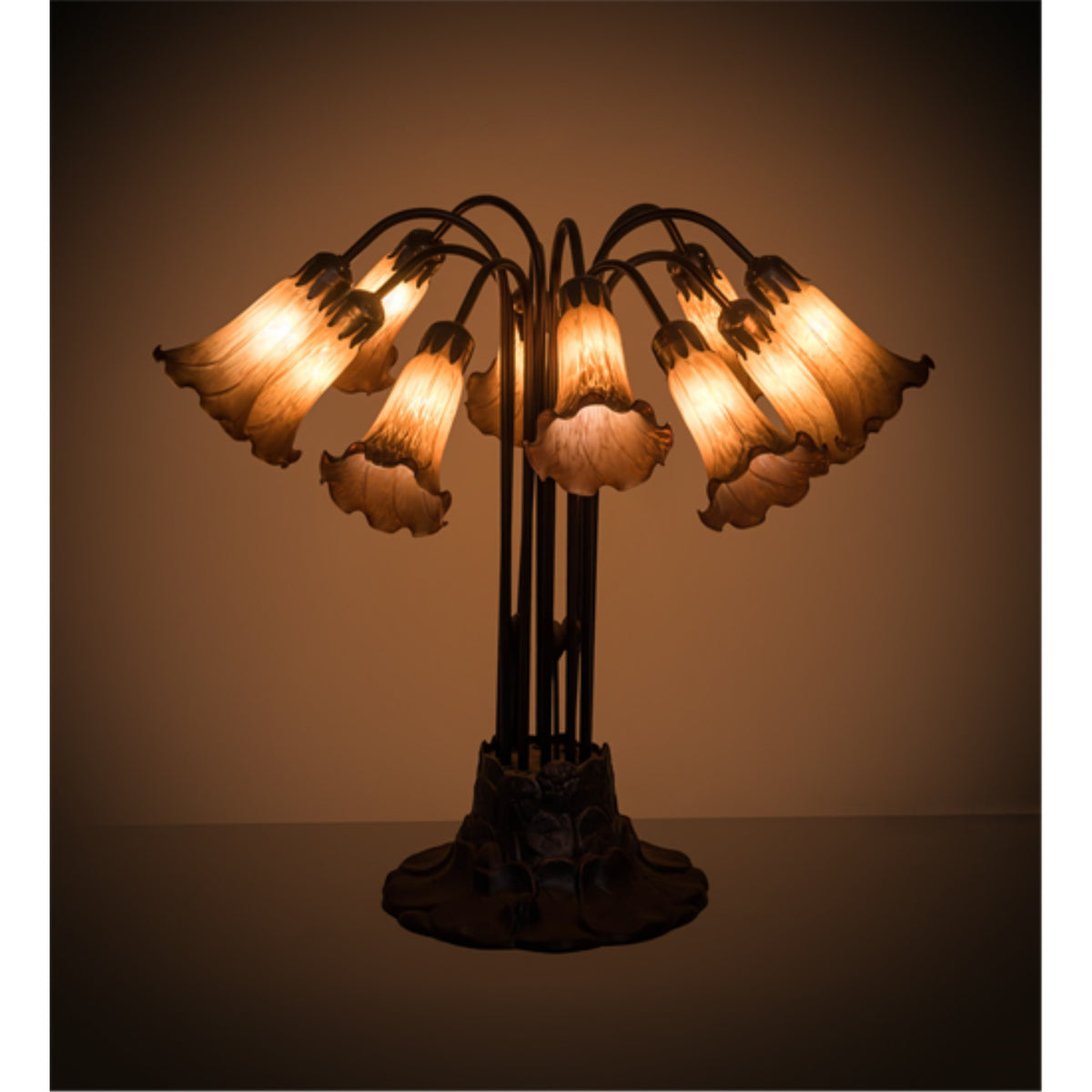 22'H Amber Pond Lily 10 Lt Table Lamp