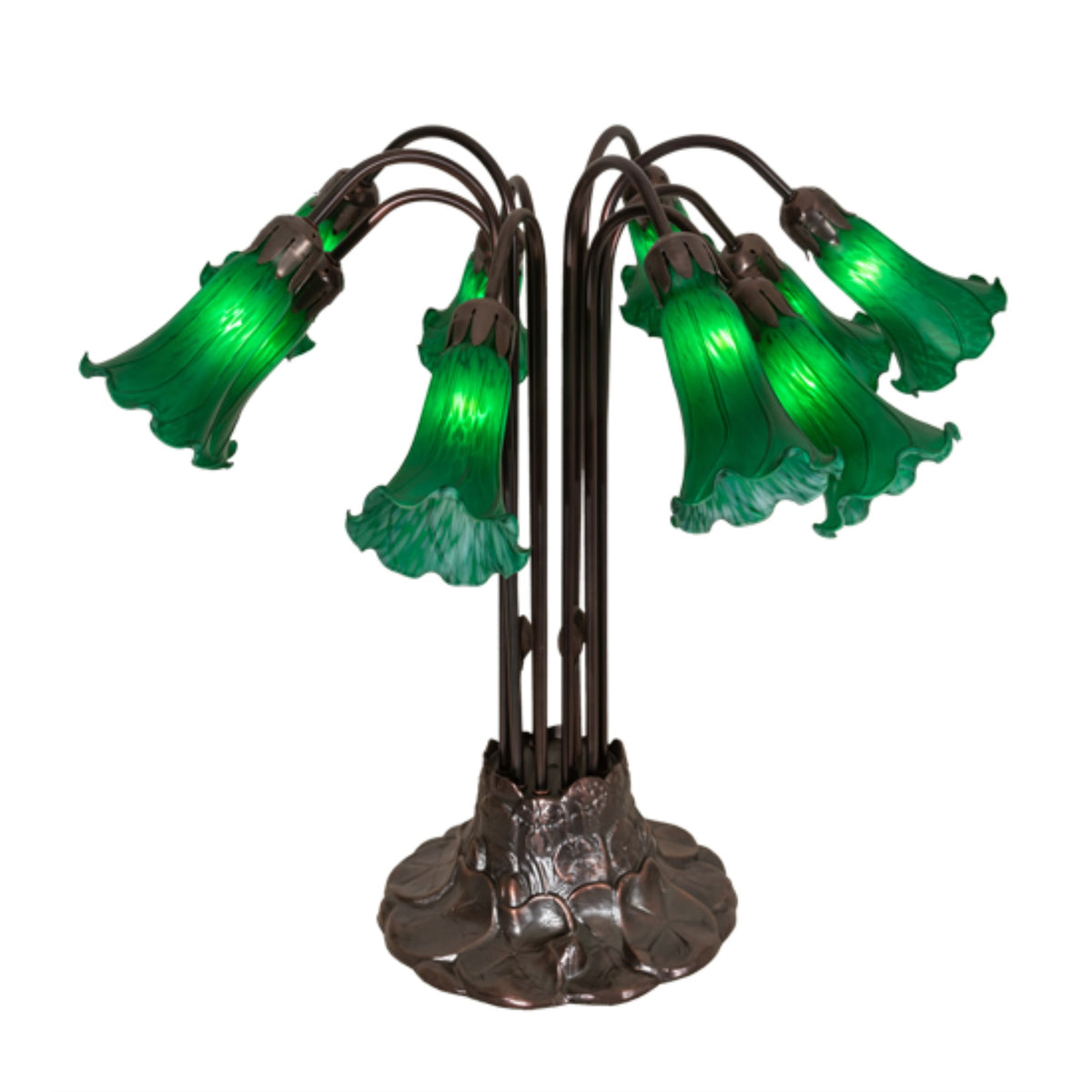 22'H Green Pond Lily 10 Lt Table Lamp
