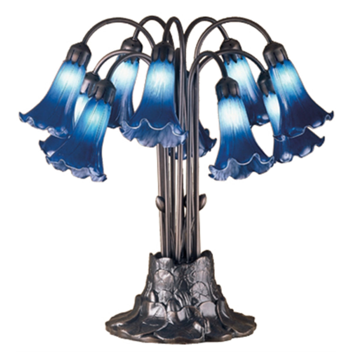 22'H Blue Pond Lily 10 Lt Table Lamp