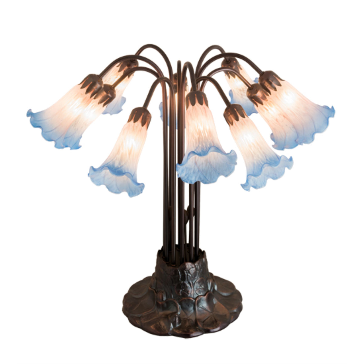 22'H Pink/Blue Pond Lily 10 Lt Table Lamp